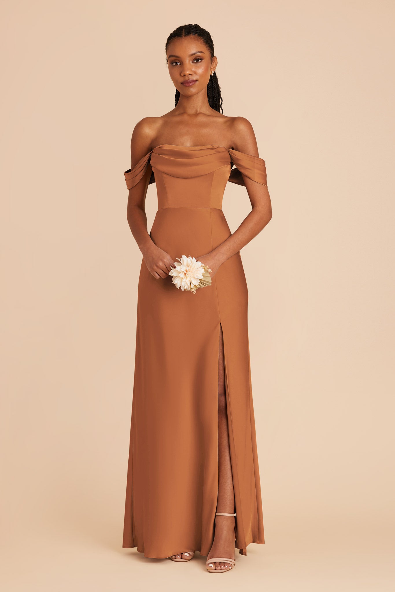 Rust Mia Matte Satin Dress by Birdy Grey