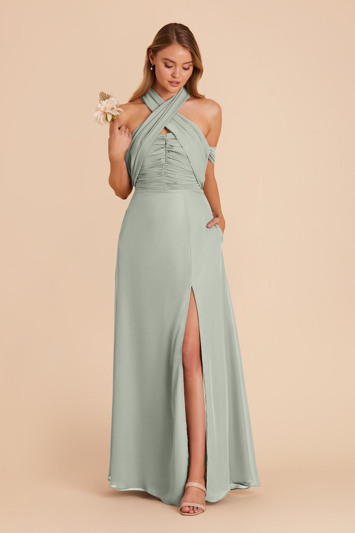 Sage Cara Chiffon Dress by Birdy Grey