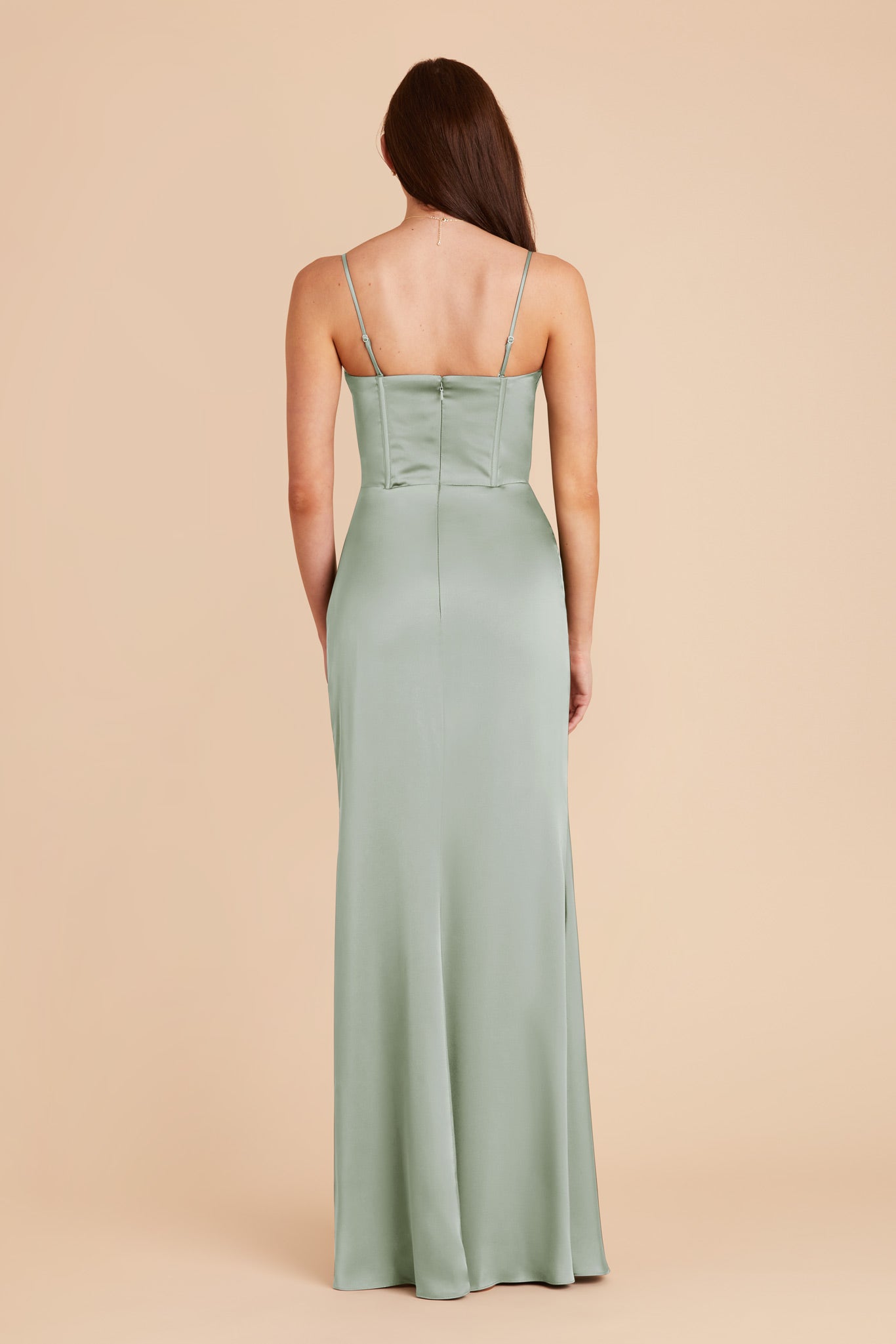 Sage Carrie Matte Satin Dress by Birdy Grey