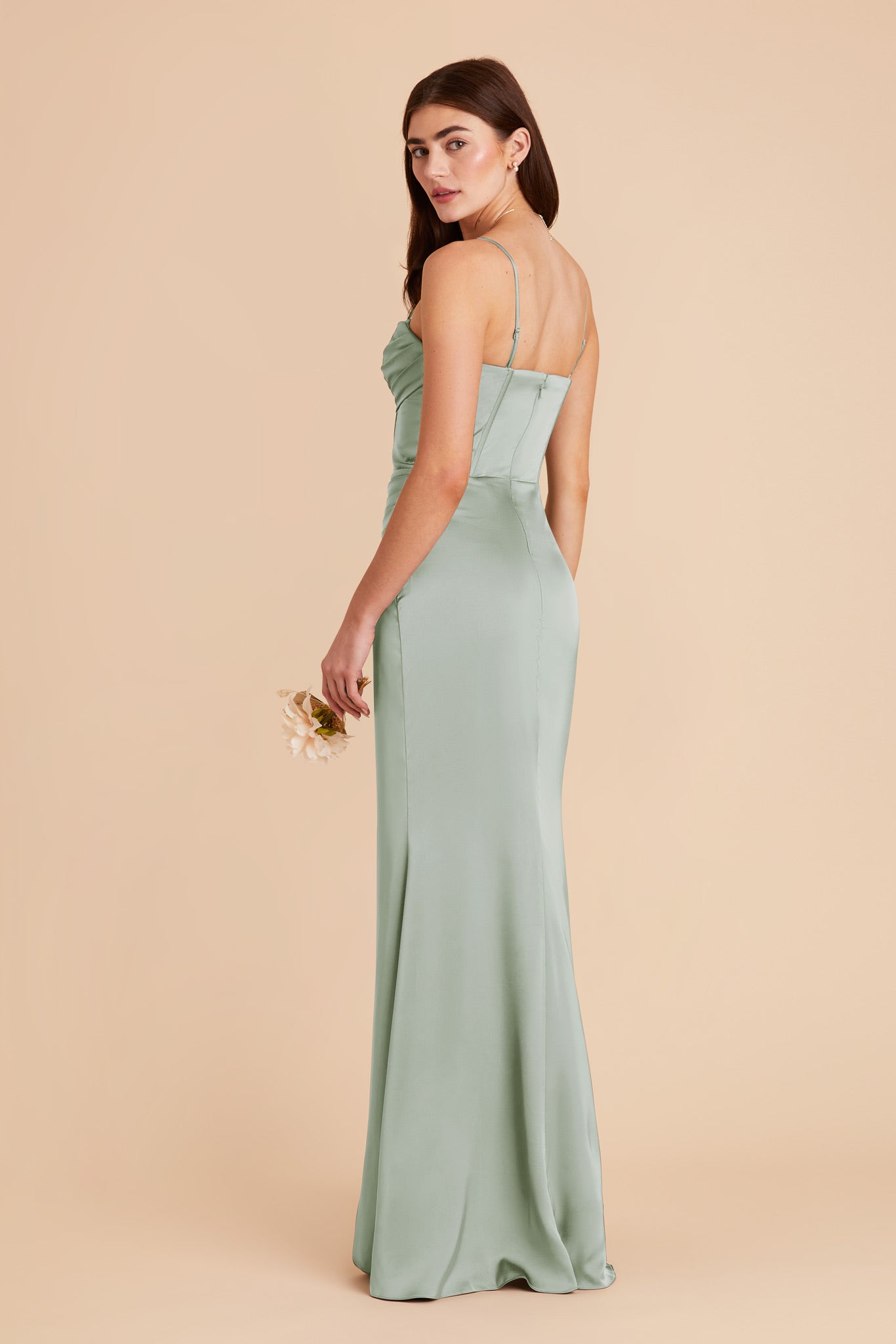 Sage Carrie Matte Satin Dress by Birdy Grey