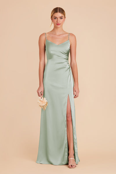 Sage Catherine Matte Satin Dress by Birdy Grey