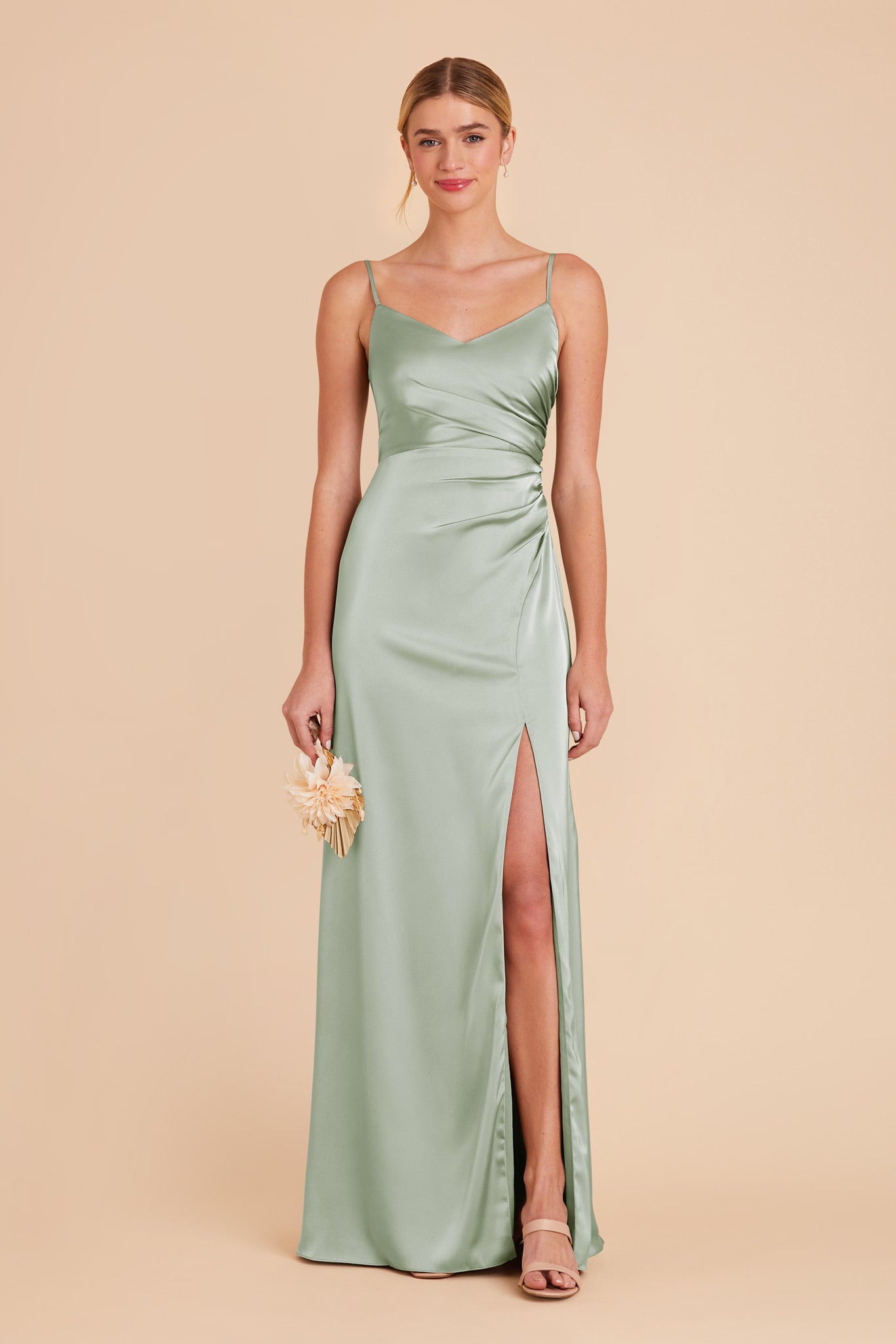 Sage Catherine Matte Satin Dress by Birdy Grey