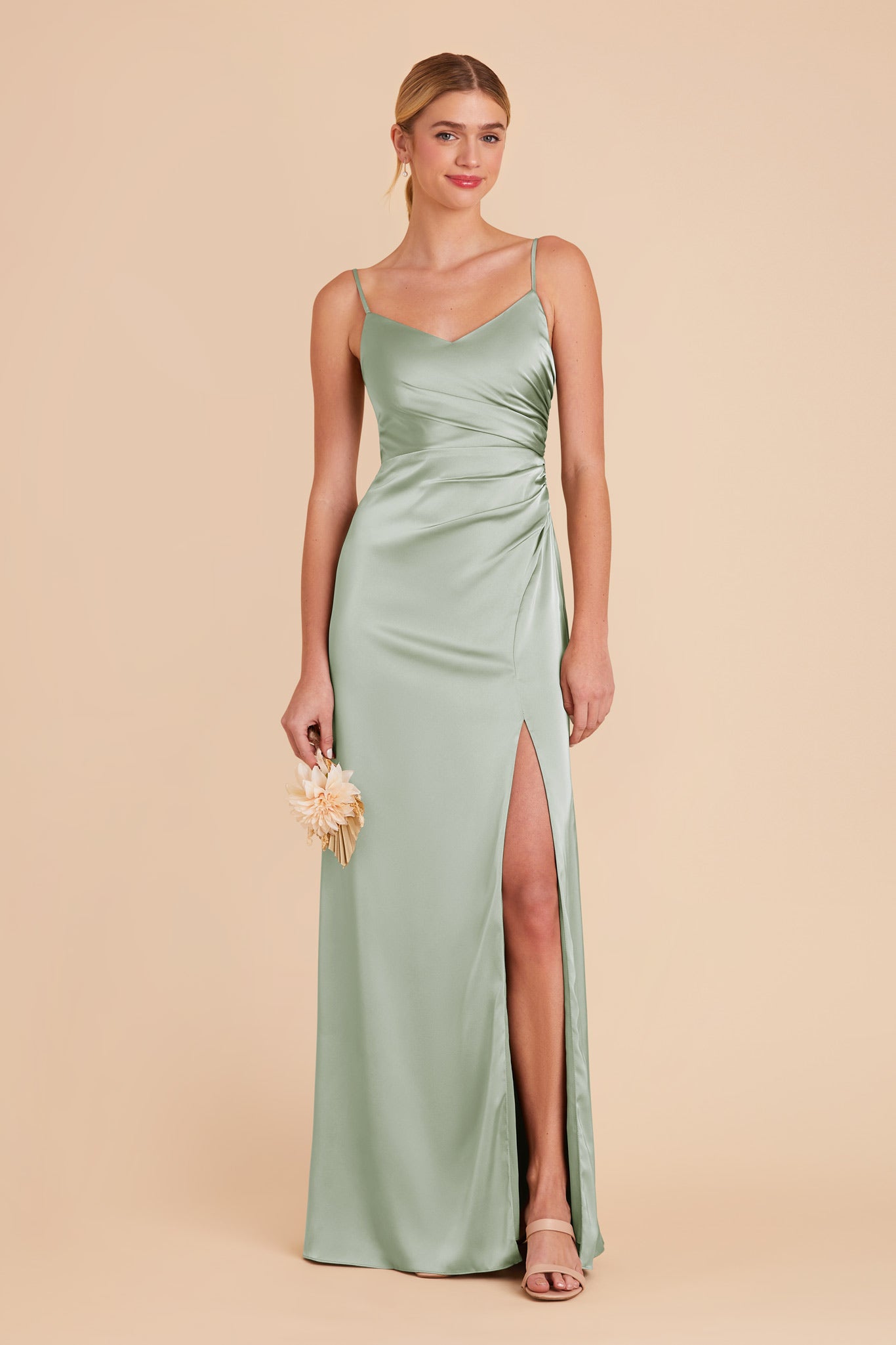 Sage Catherine Matte Satin Dress by Birdy Grey