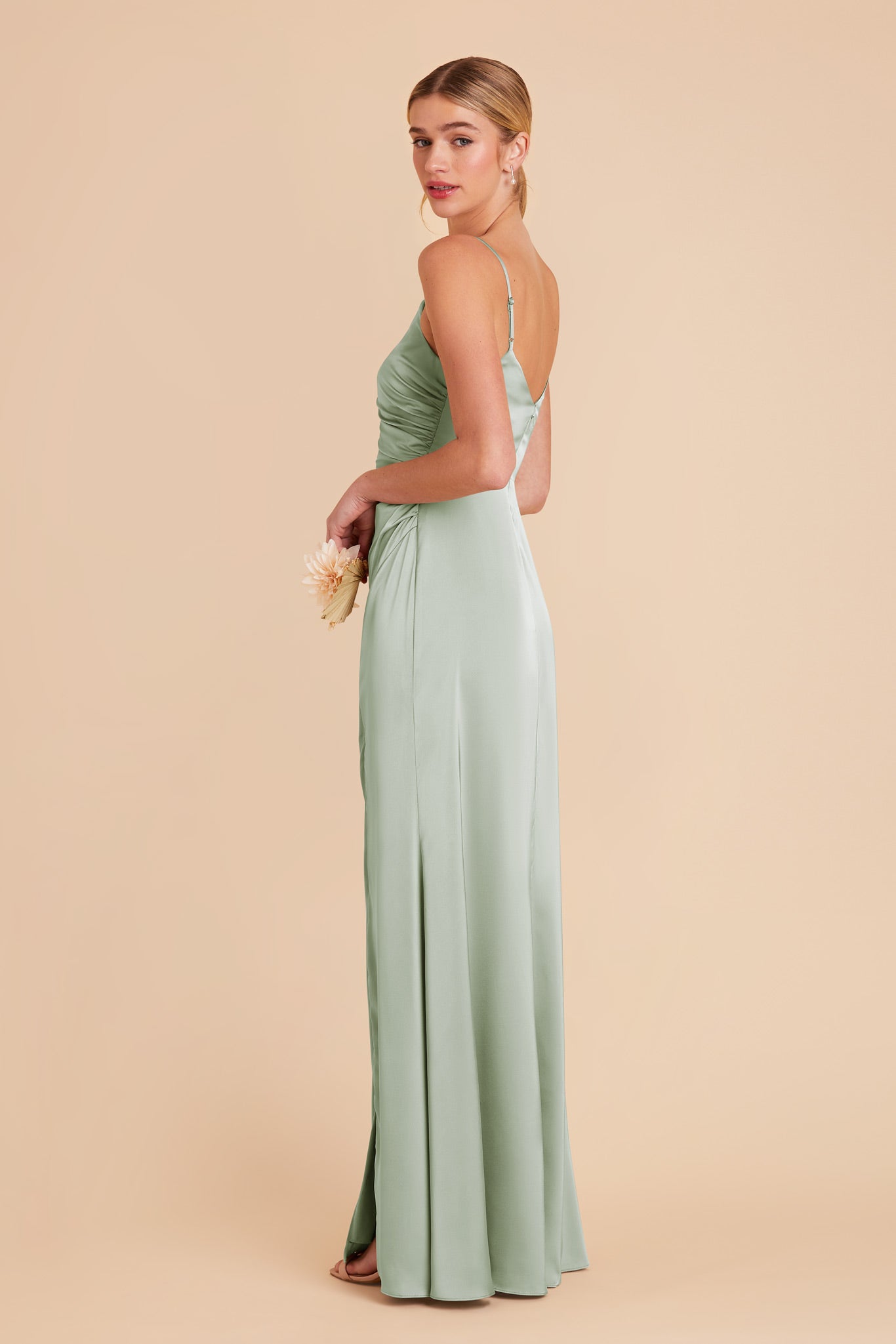 Sage Catherine Matte Satin Dress by Birdy Grey