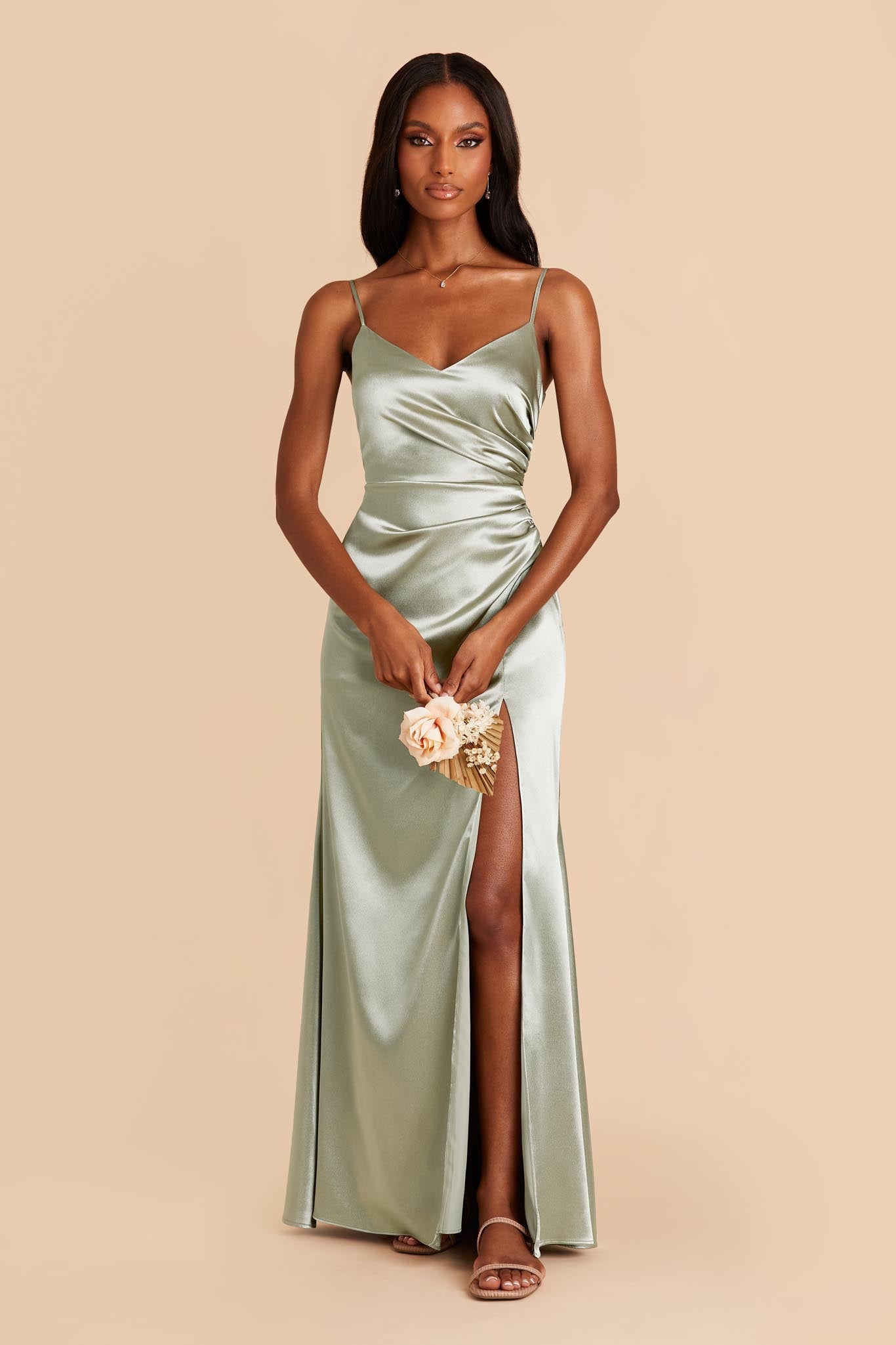 Beach Emerald Green Bridesmaid Dresses Silk Satin Wedding Guest Dress –  MyChicDress