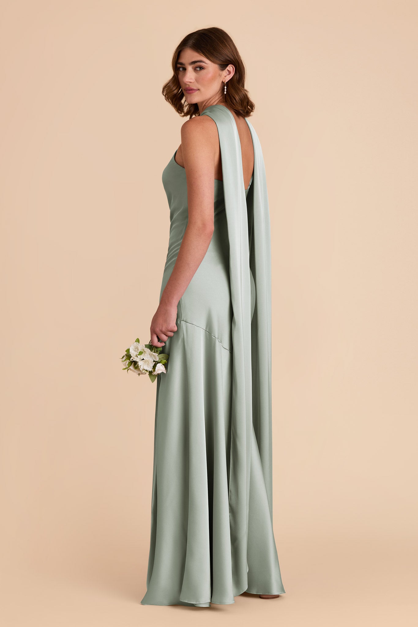 Sage Eileen Matte Satin Dress by Birdy Grey