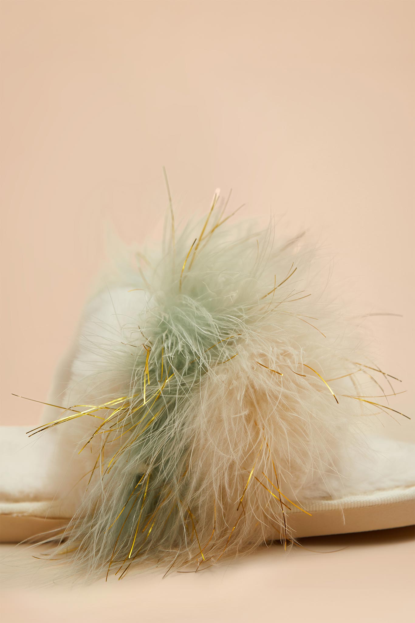 Fluffy Feather Slippers - Sage