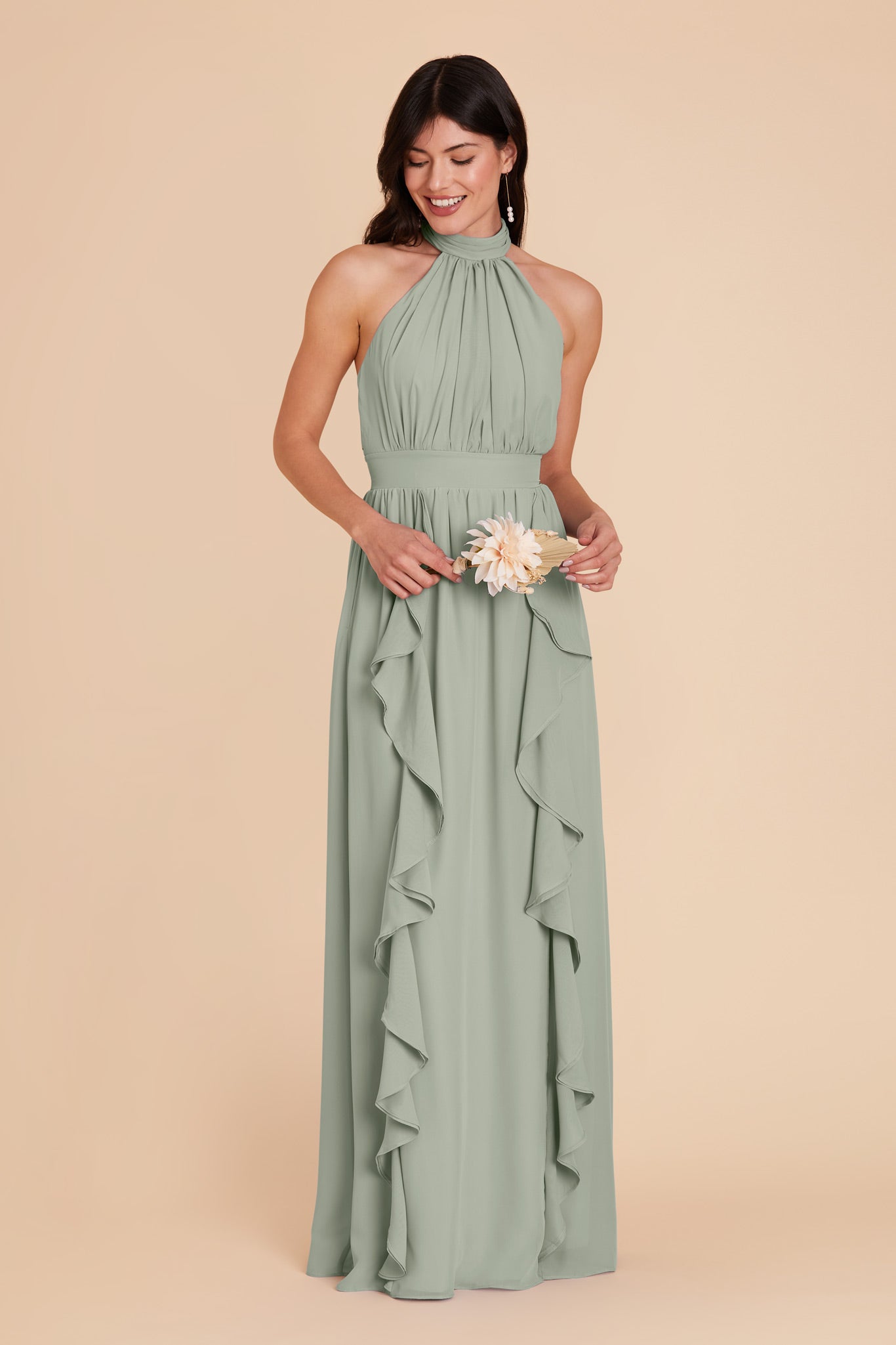 Sage Joyce Chiffon Dress by Birdy Grey