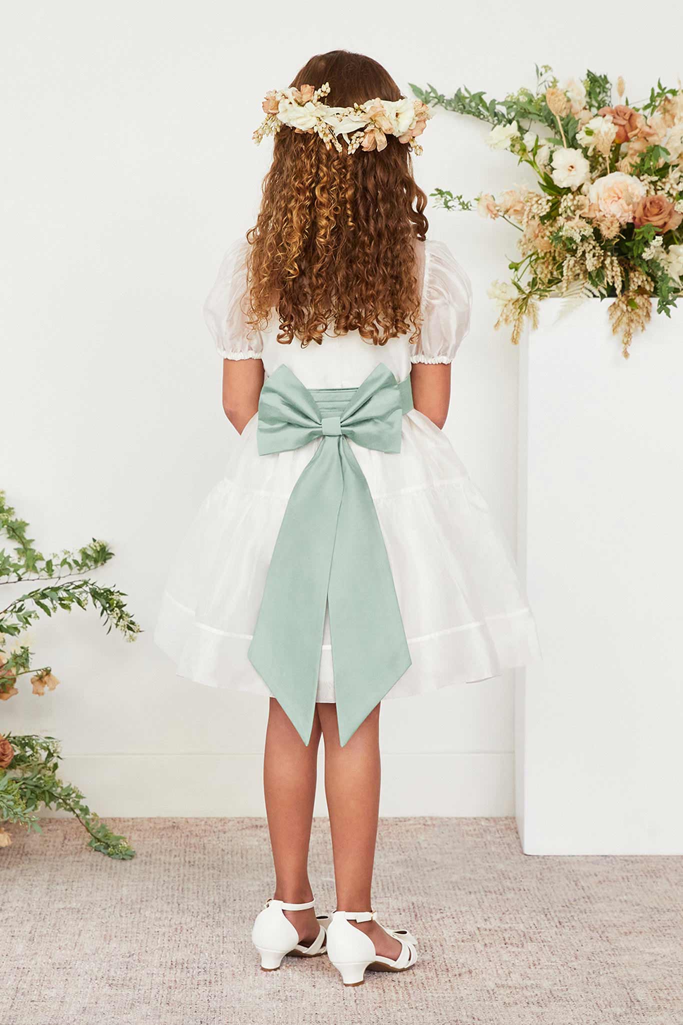 Liz Flower Girl Sash - Sage