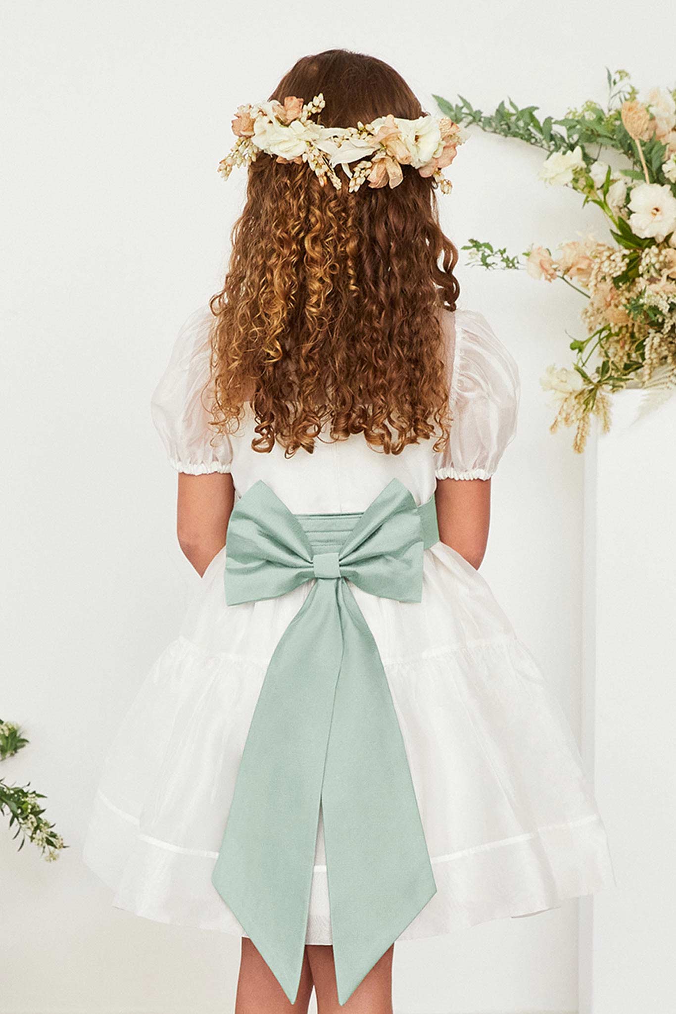 Liz Flower Girl Sash - Sage