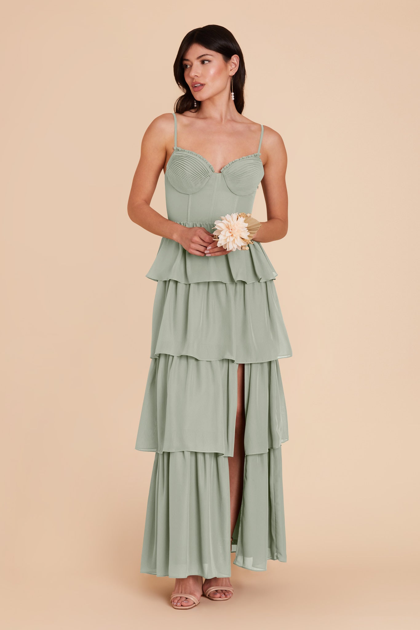 Sage Lola Chiffon Dress by Birdy Grey