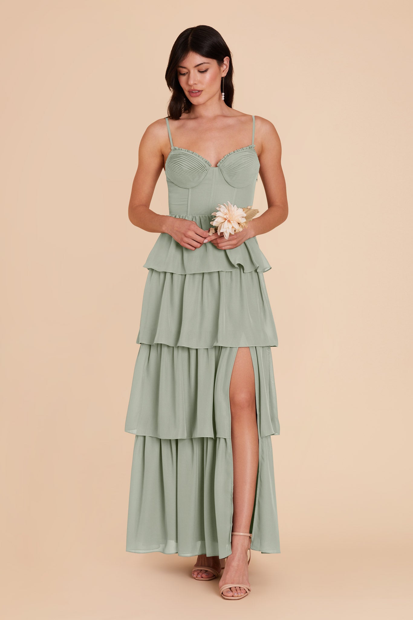 Sage Lola Chiffon Dress by Birdy Grey