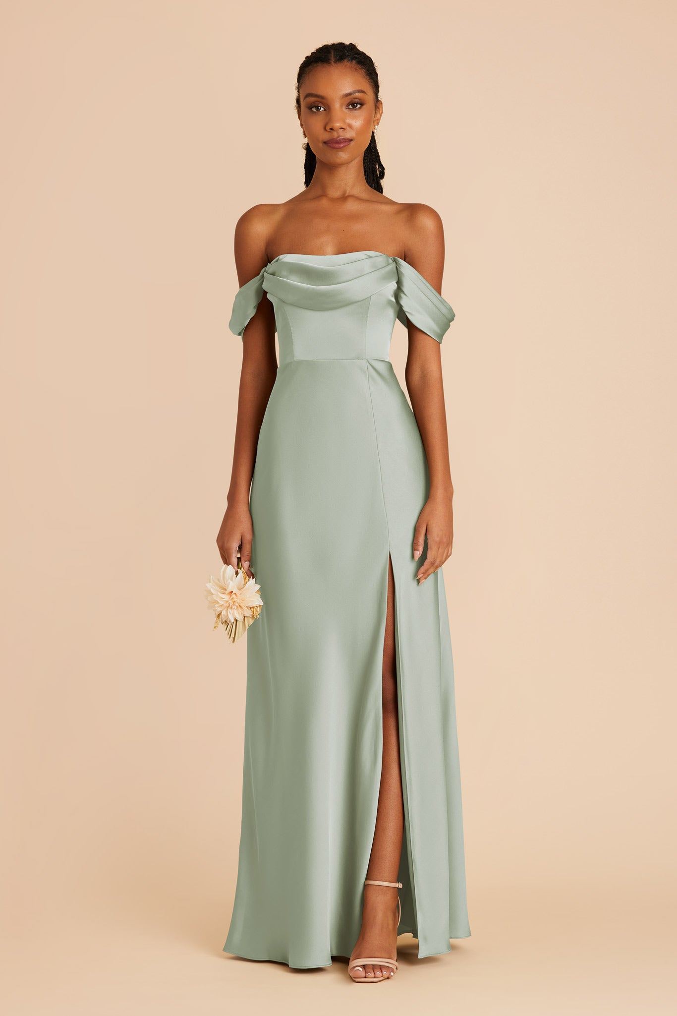 Sage Mia Matte Satin Dress by Birdy Grey