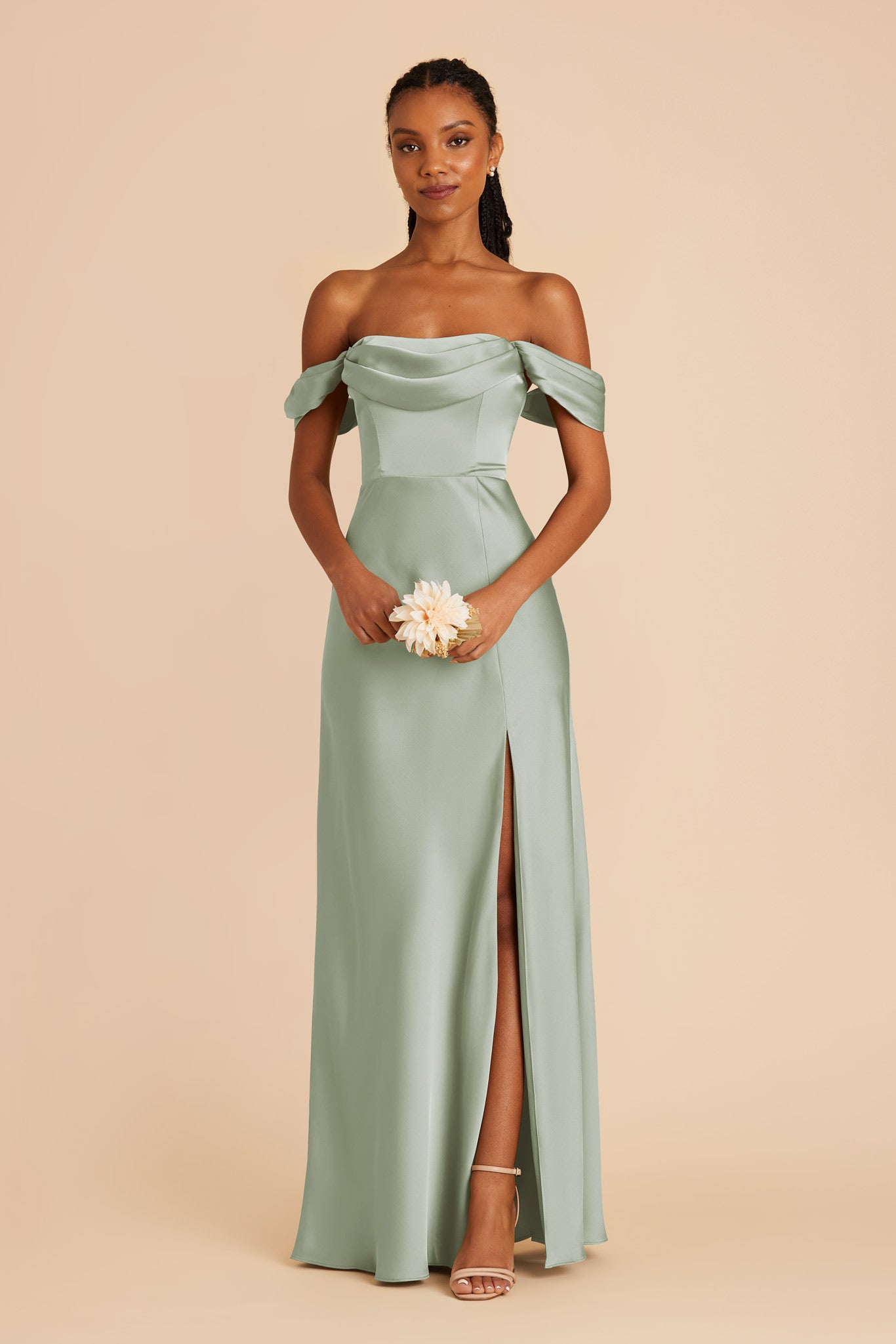 Sage Mia Matte Satin Dress by Birdy Grey