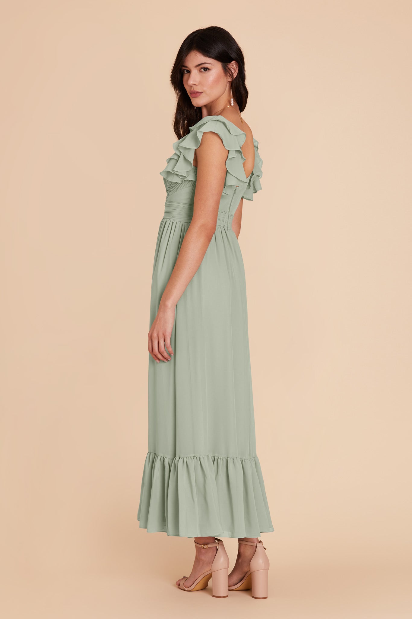 Sage Michelle chiffon Dress by Birdy Grey