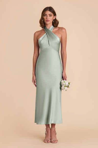 Sage Monique Matte Satin Dress by Birdy Grey