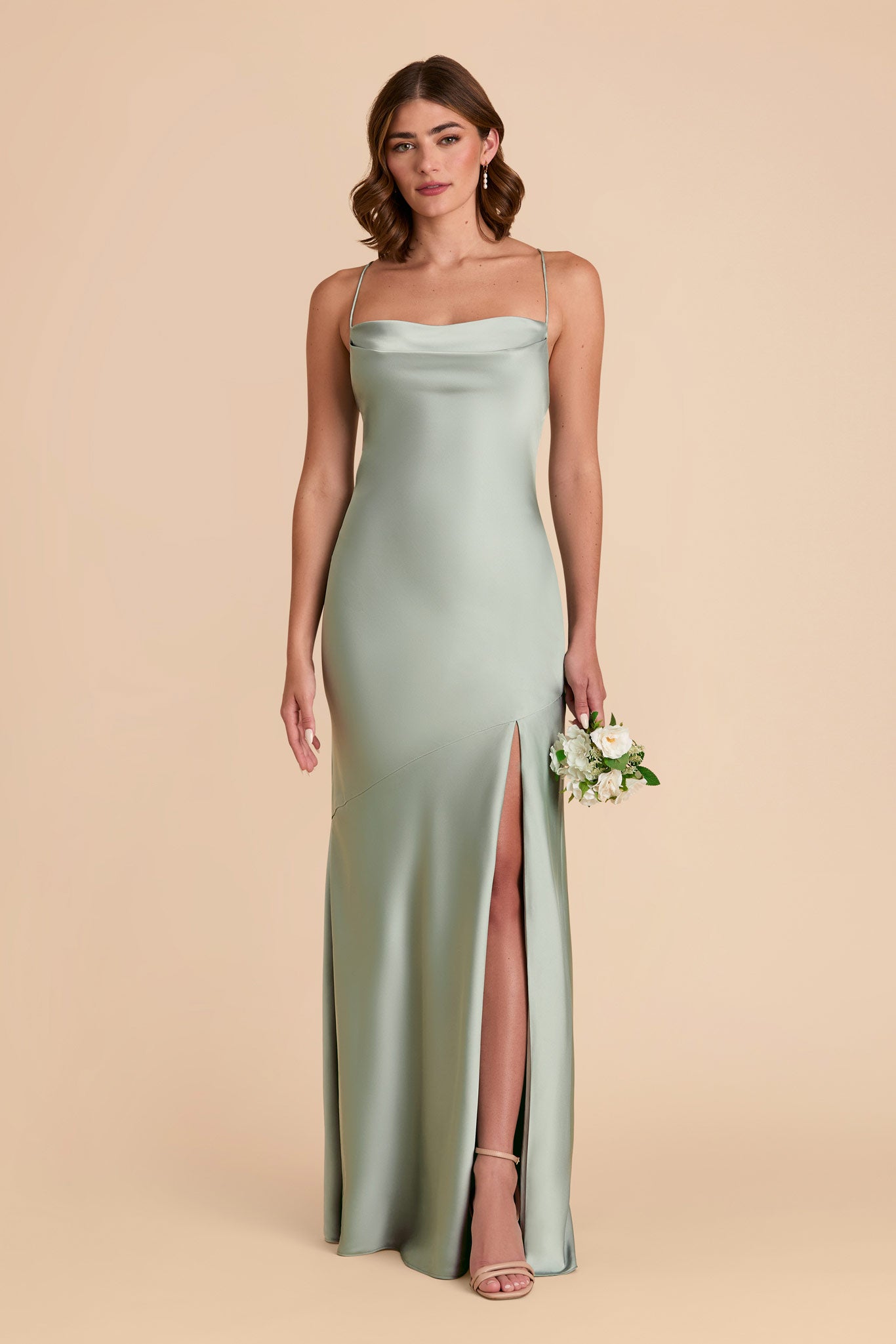 Sage Olivia Matte Satin Dress by Birdy Grey