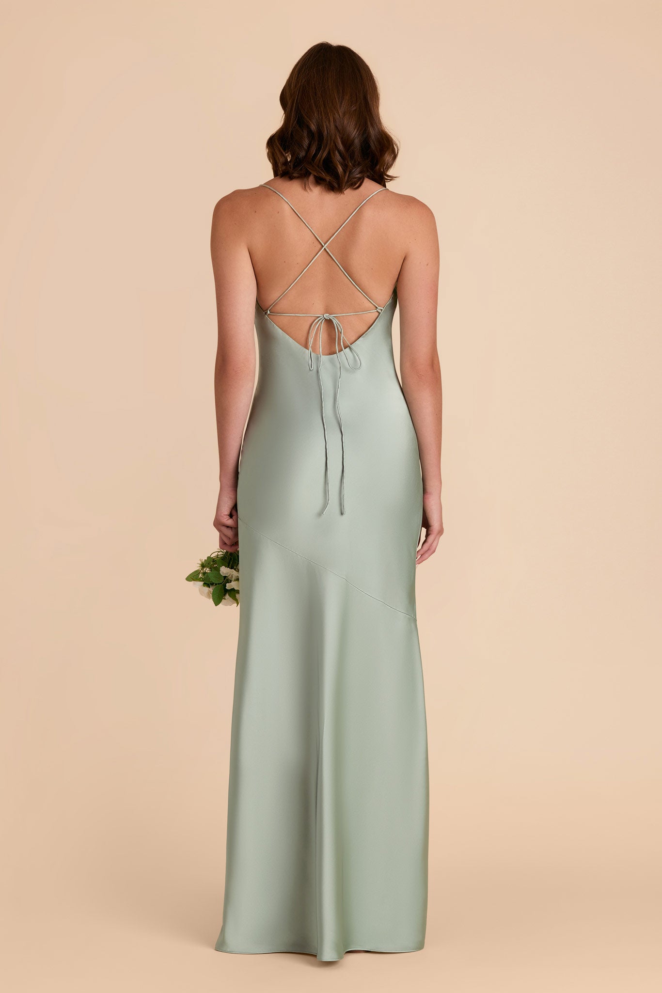 Sage Olivia Matte Satin Dress by Birdy Grey