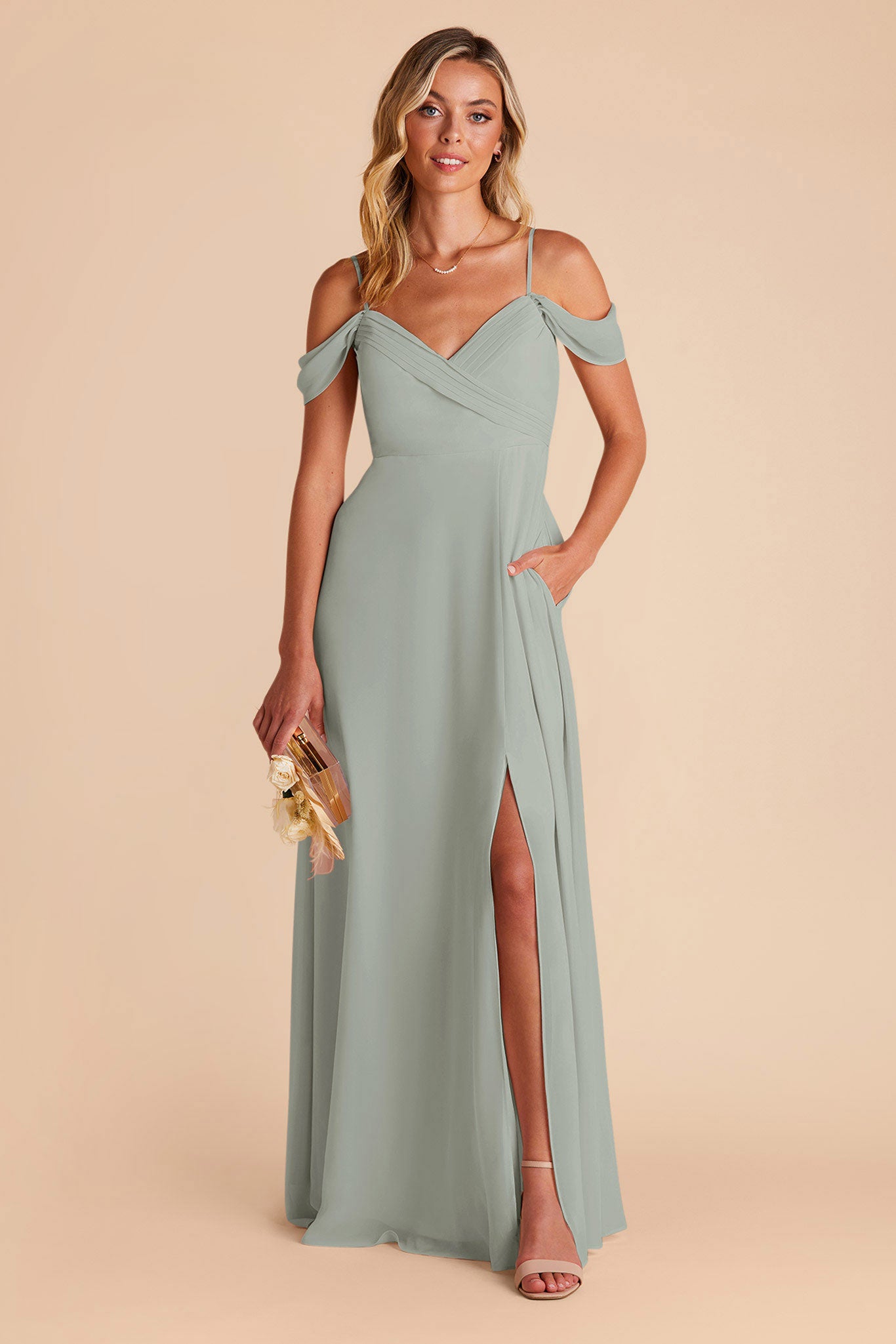 Sage long sleeve shops bridesmaid dresses