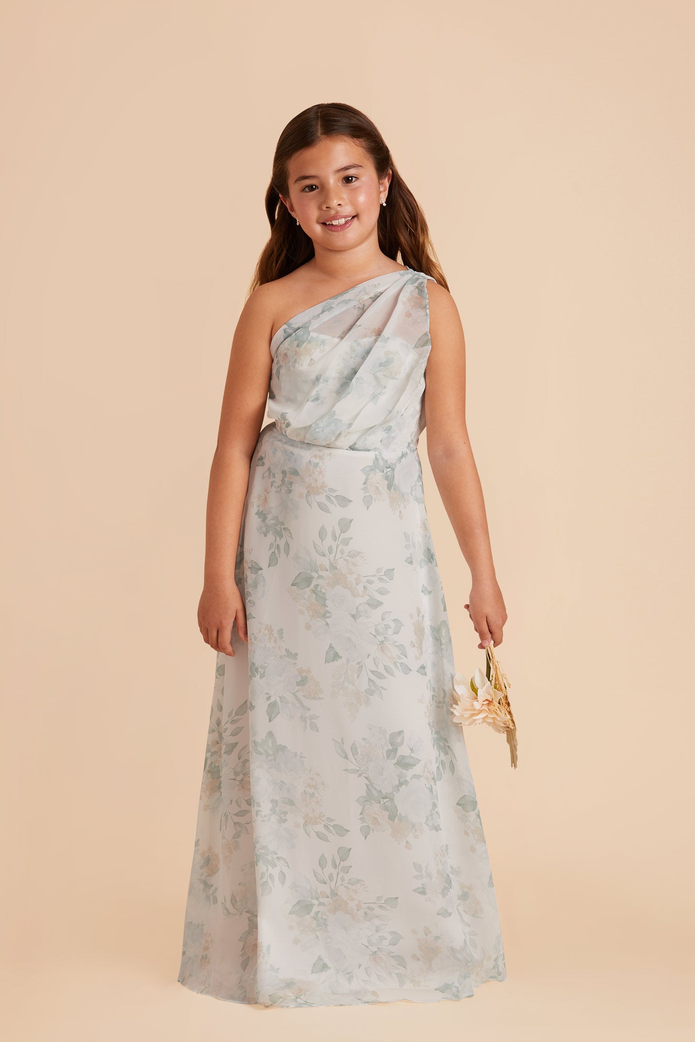 Kiara Sage Spring Garden Chiffon Junior Bridesmaid Dress Birdy Grey