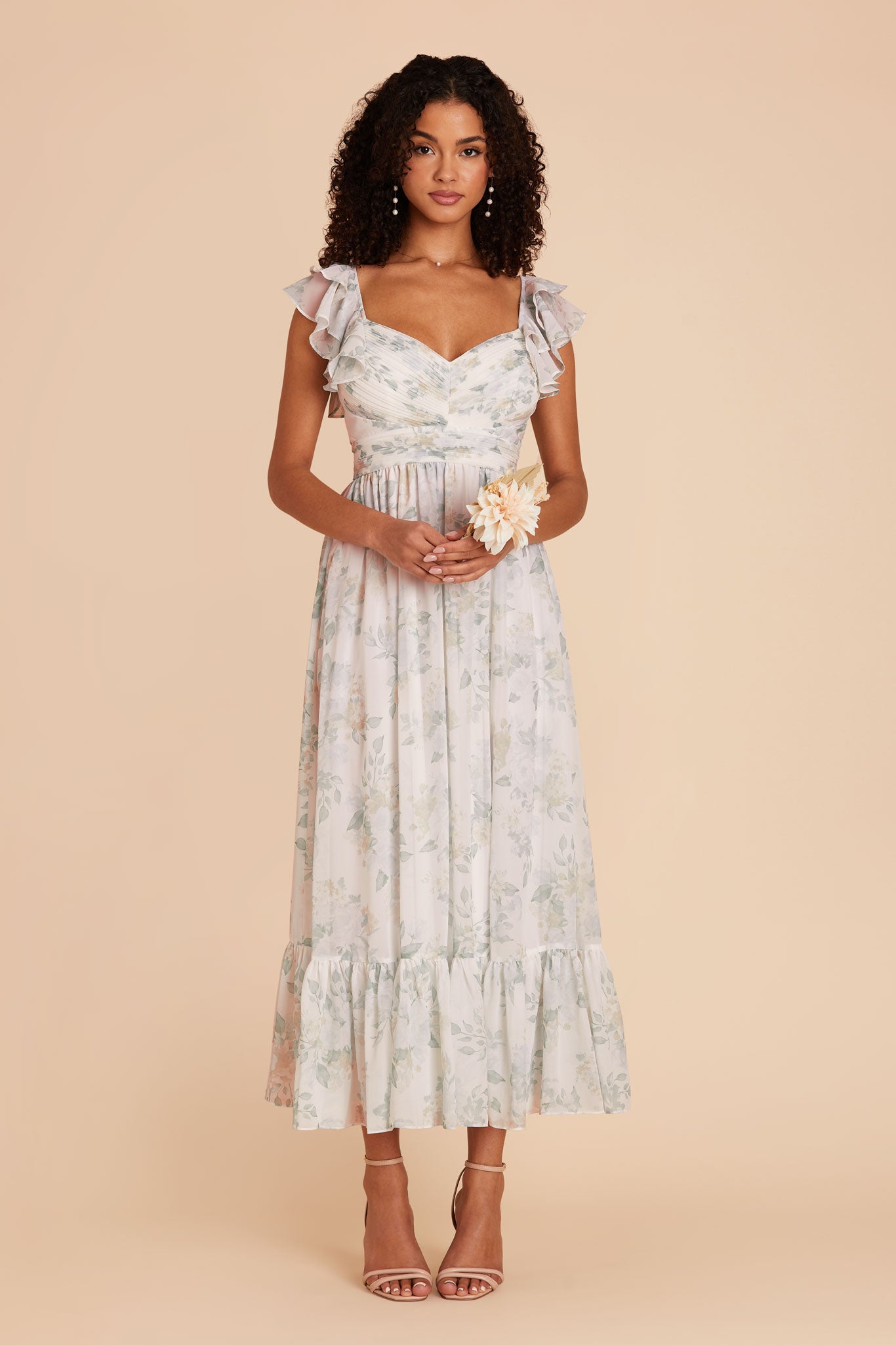 Sage Spring Garden Michelle Chiffon Dress by Birdy Grey