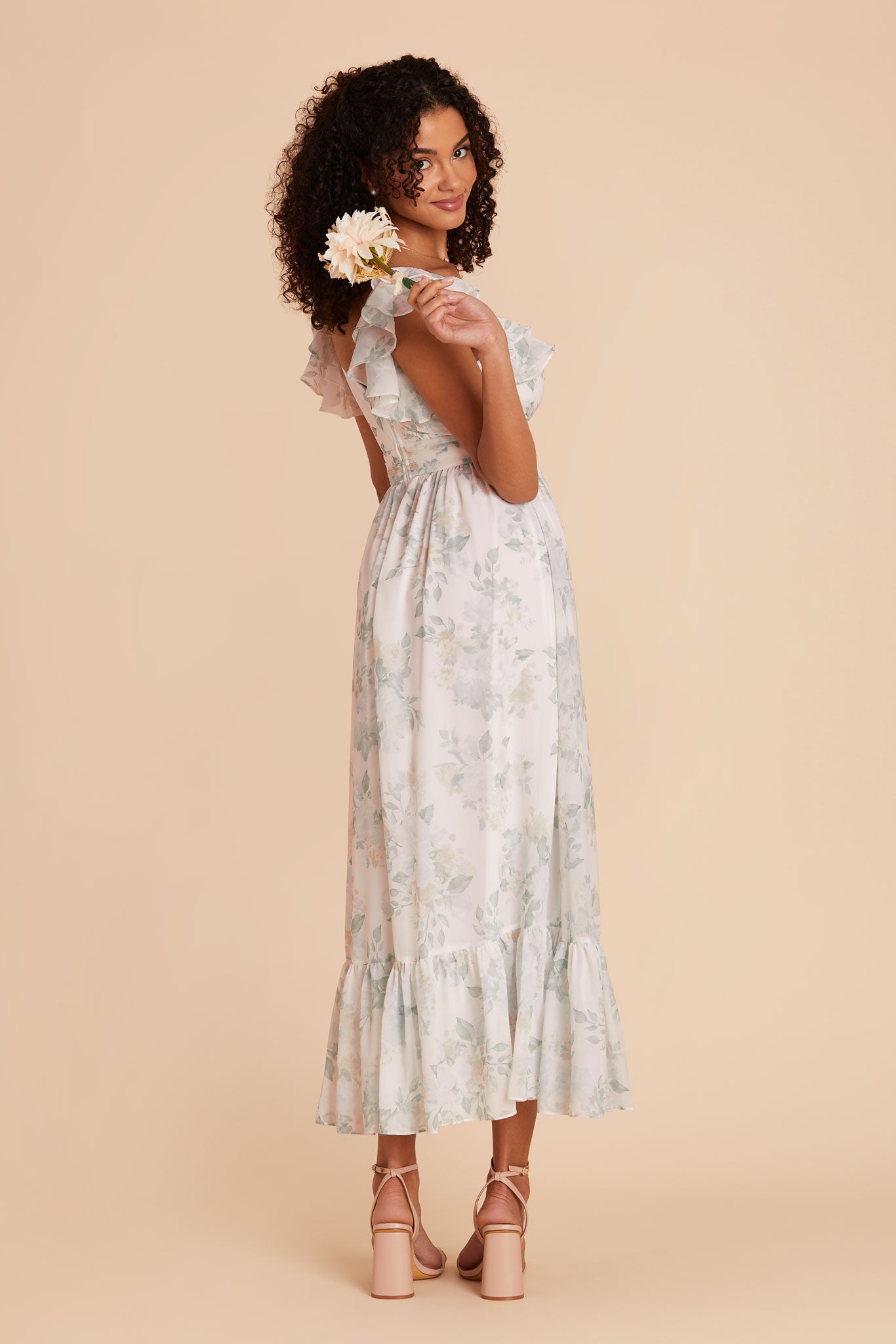 Sage Spring Garden Michelle Chiffon Dress by Birdy Grey