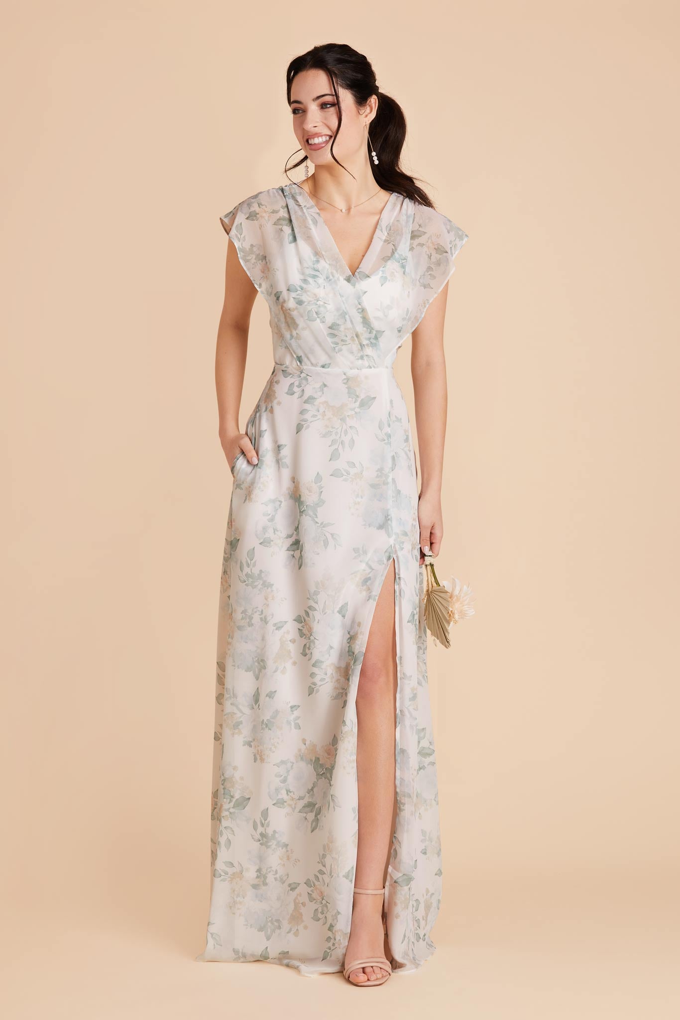 Sage Spring Garden Violet Chiffon Dress by Birdy Grey