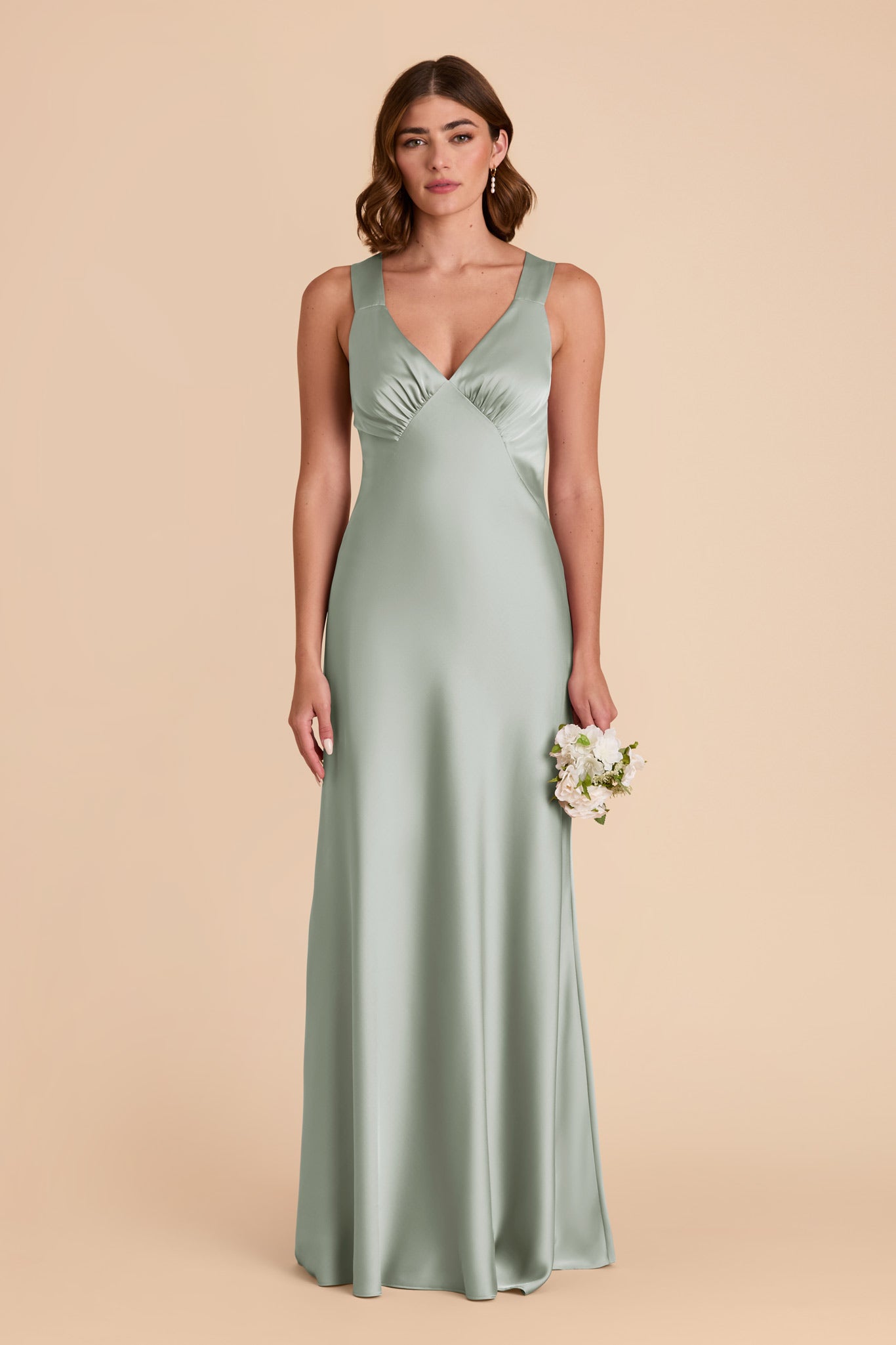 Sage Veronica Matte Satin Dress by Birdy Grey