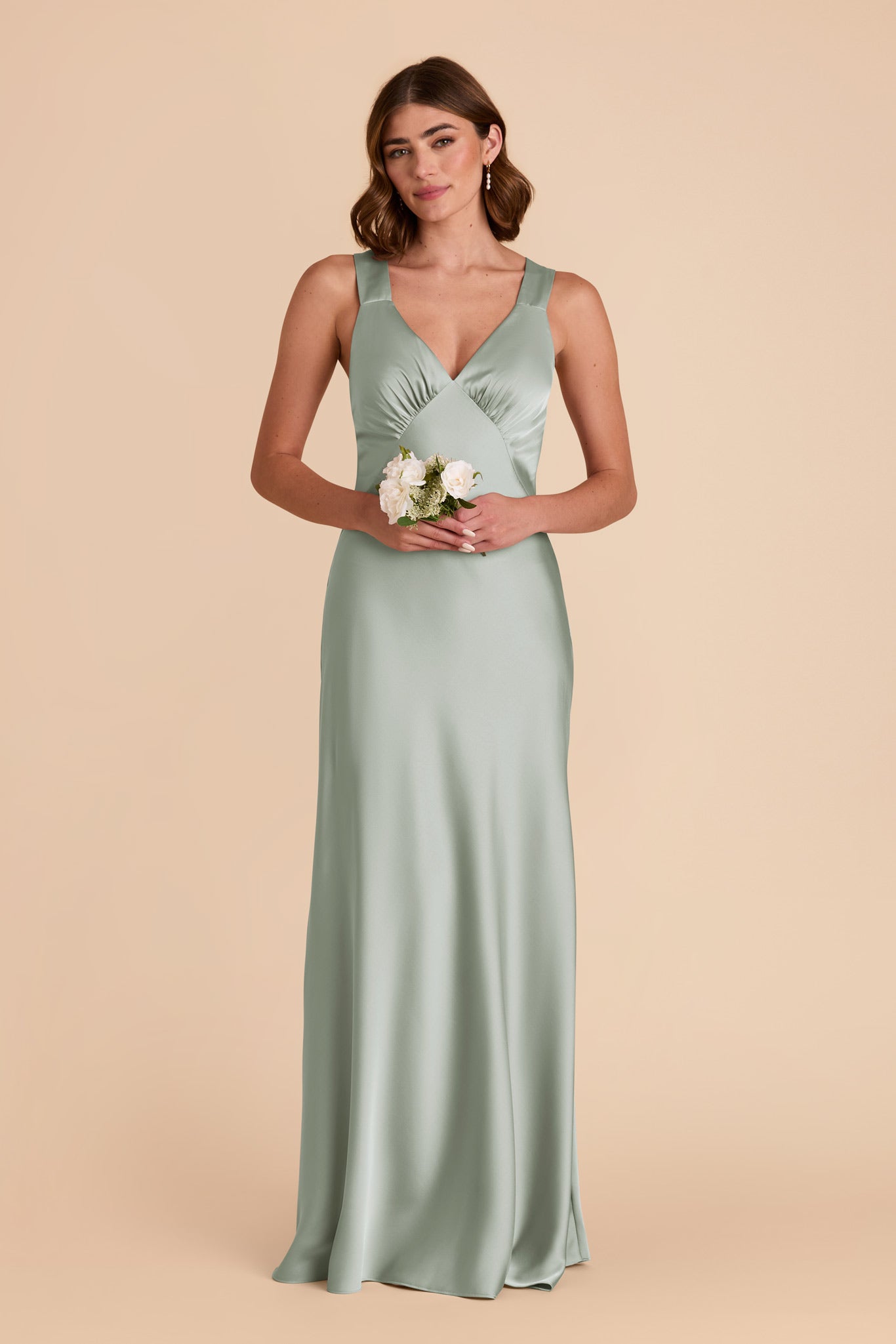 Sage Veronica Matte Satin Dress by Birdy Grey