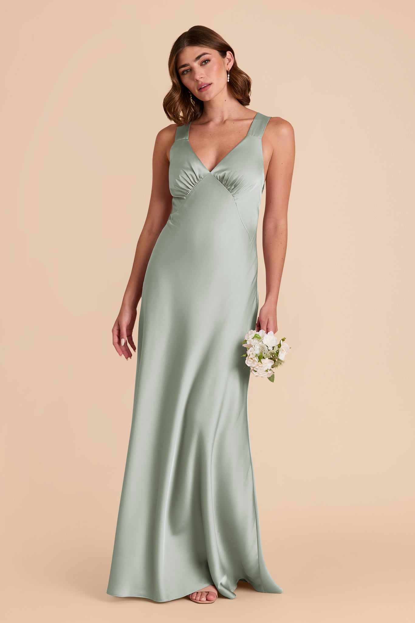 Sage Veronica Matte Satin Dress by Birdy Grey