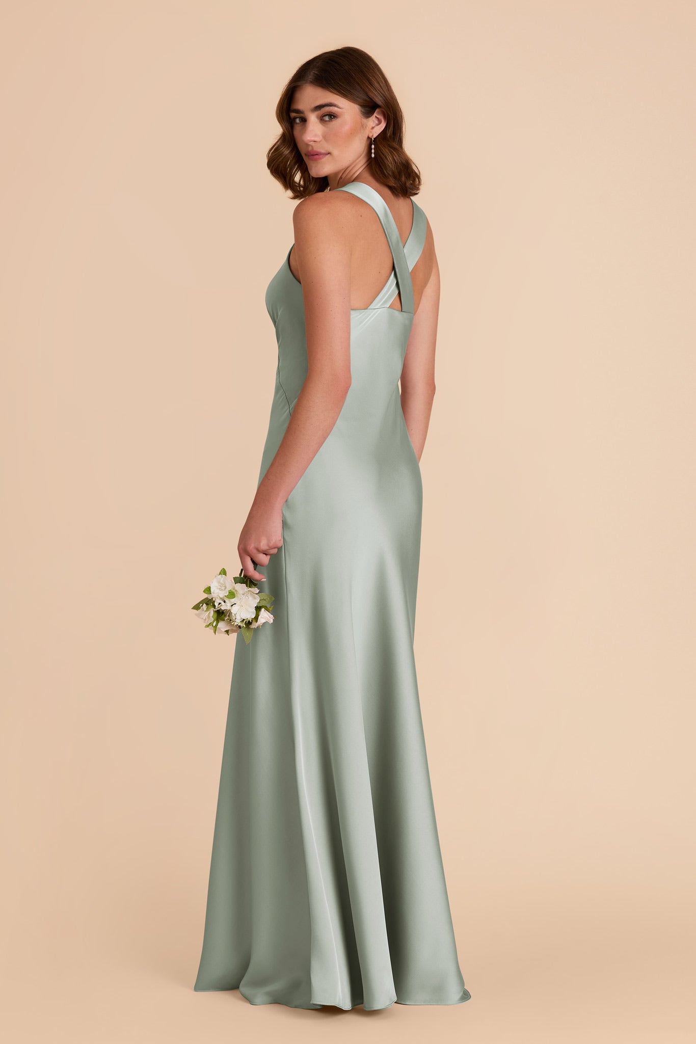 Sage Veronica Matte Satin Dress by Birdy Grey