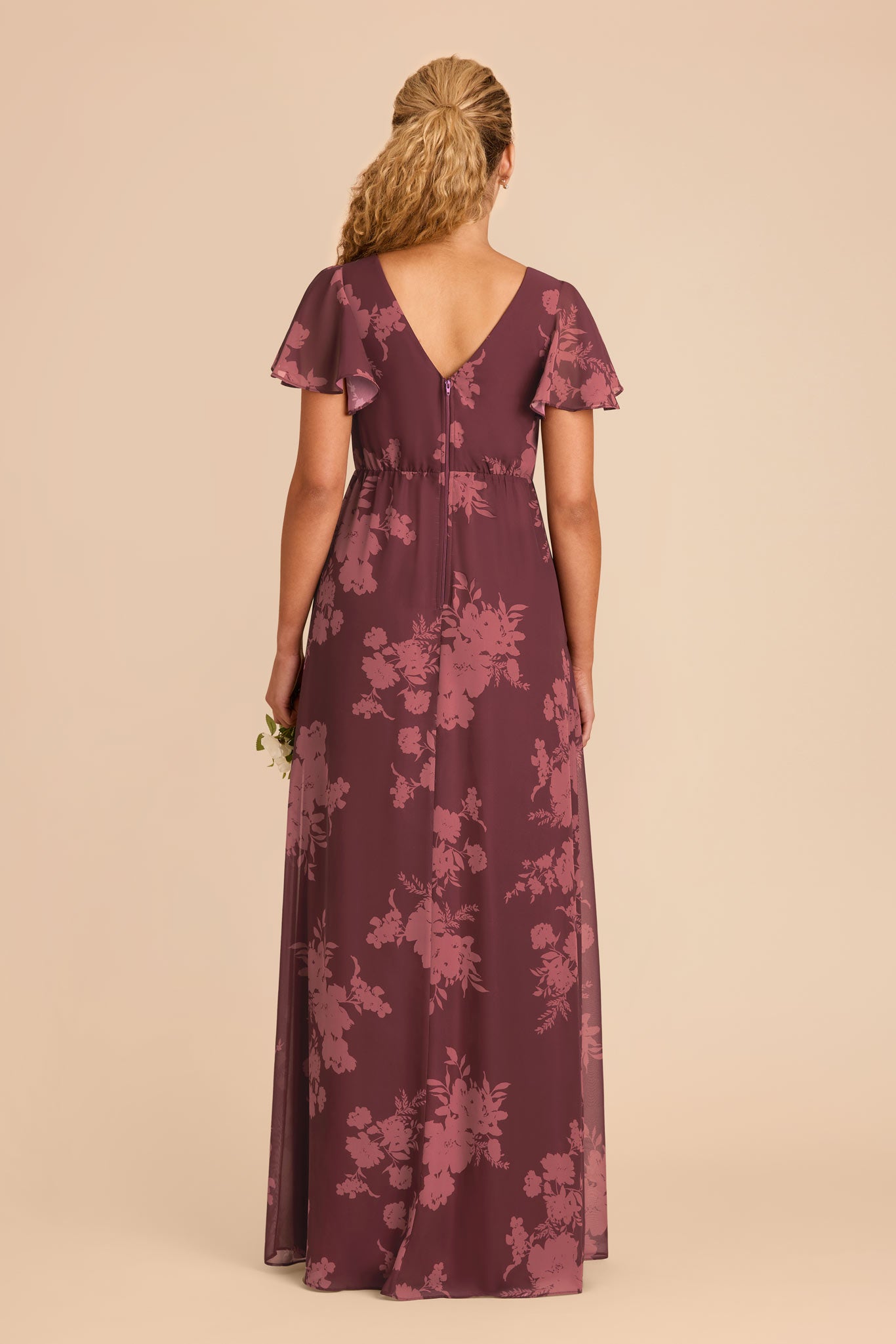 Sangria Whimsical Blooms Hannah Chiffon Dress by Birdy Grey