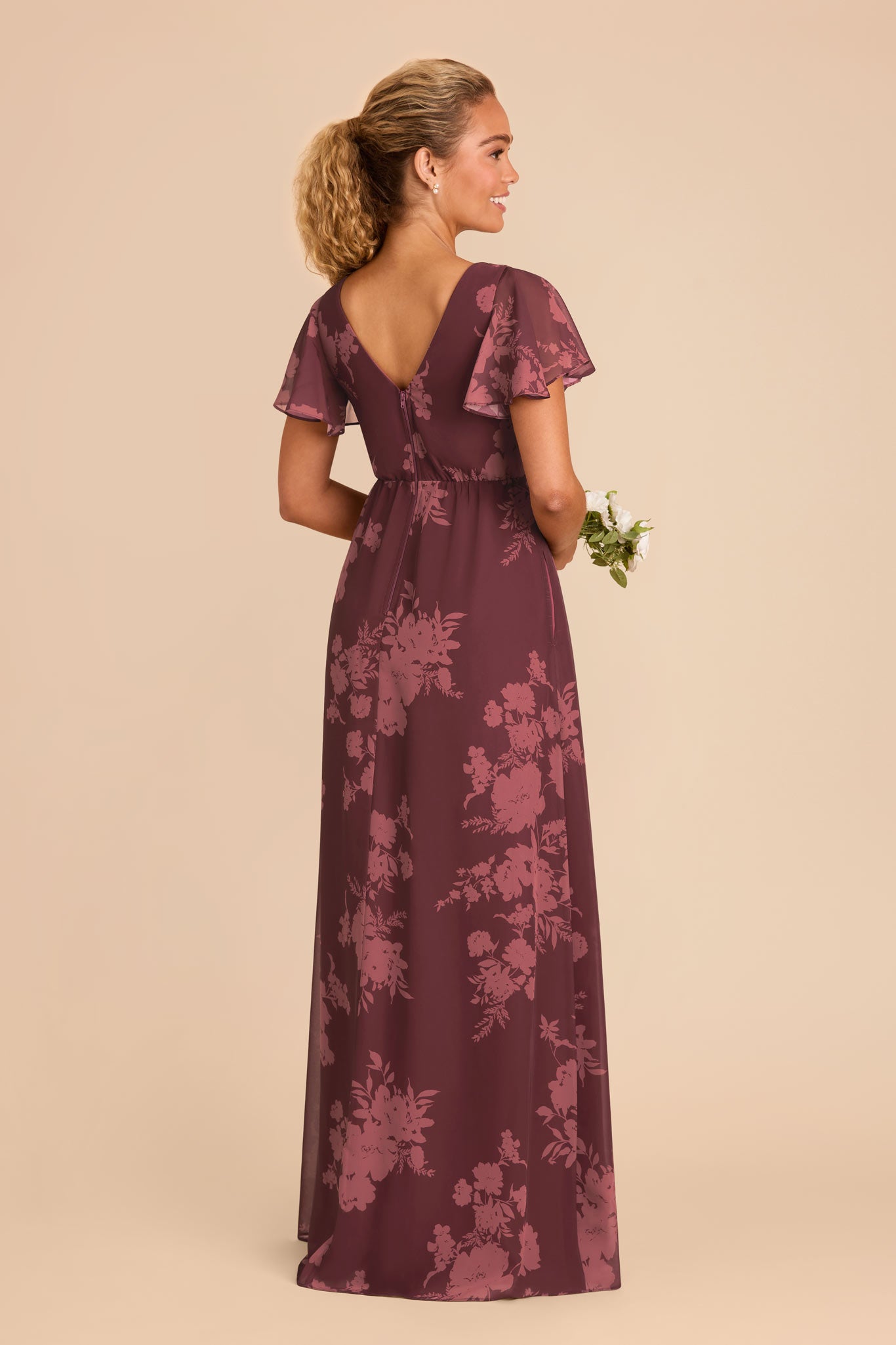 Sangria Whimsical Blooms Hannah Chiffon Dress by Birdy Grey