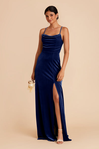 Sapphire Blue Ash Velvet Dress by Birdy Grey