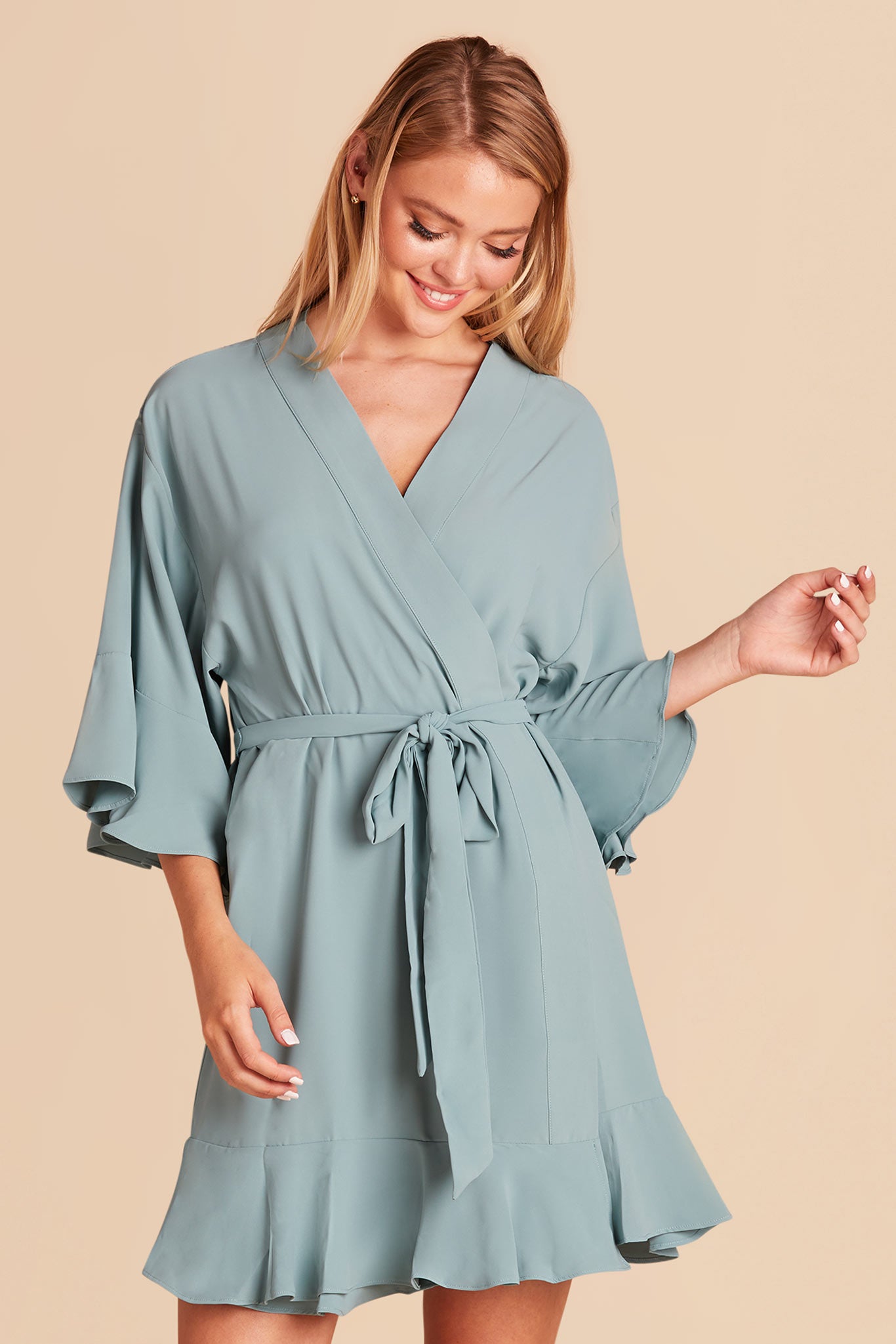 Kenny Ruffle Robe - Sea Glass