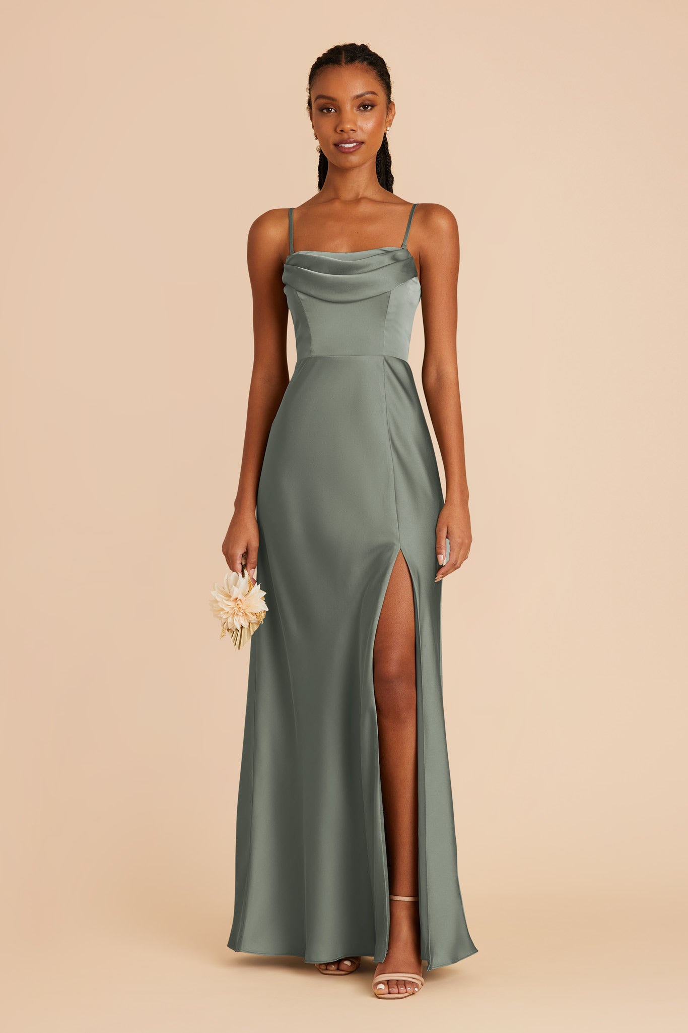 Mia Sea Glass Matte Satin Dress | Birdy Grey