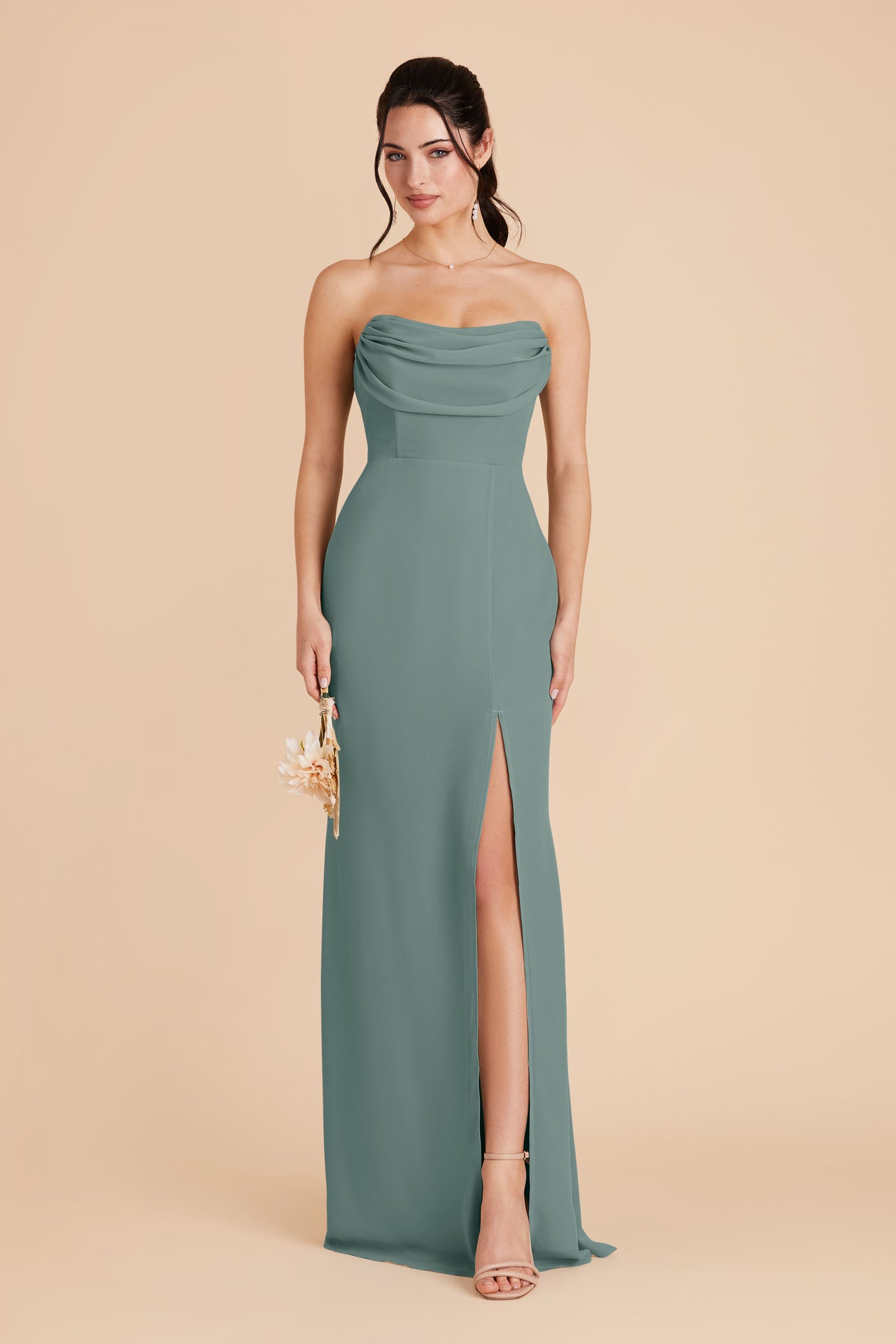 Mira Sea Glass Chiffon Bridesmaid Dress | Birdy Grey