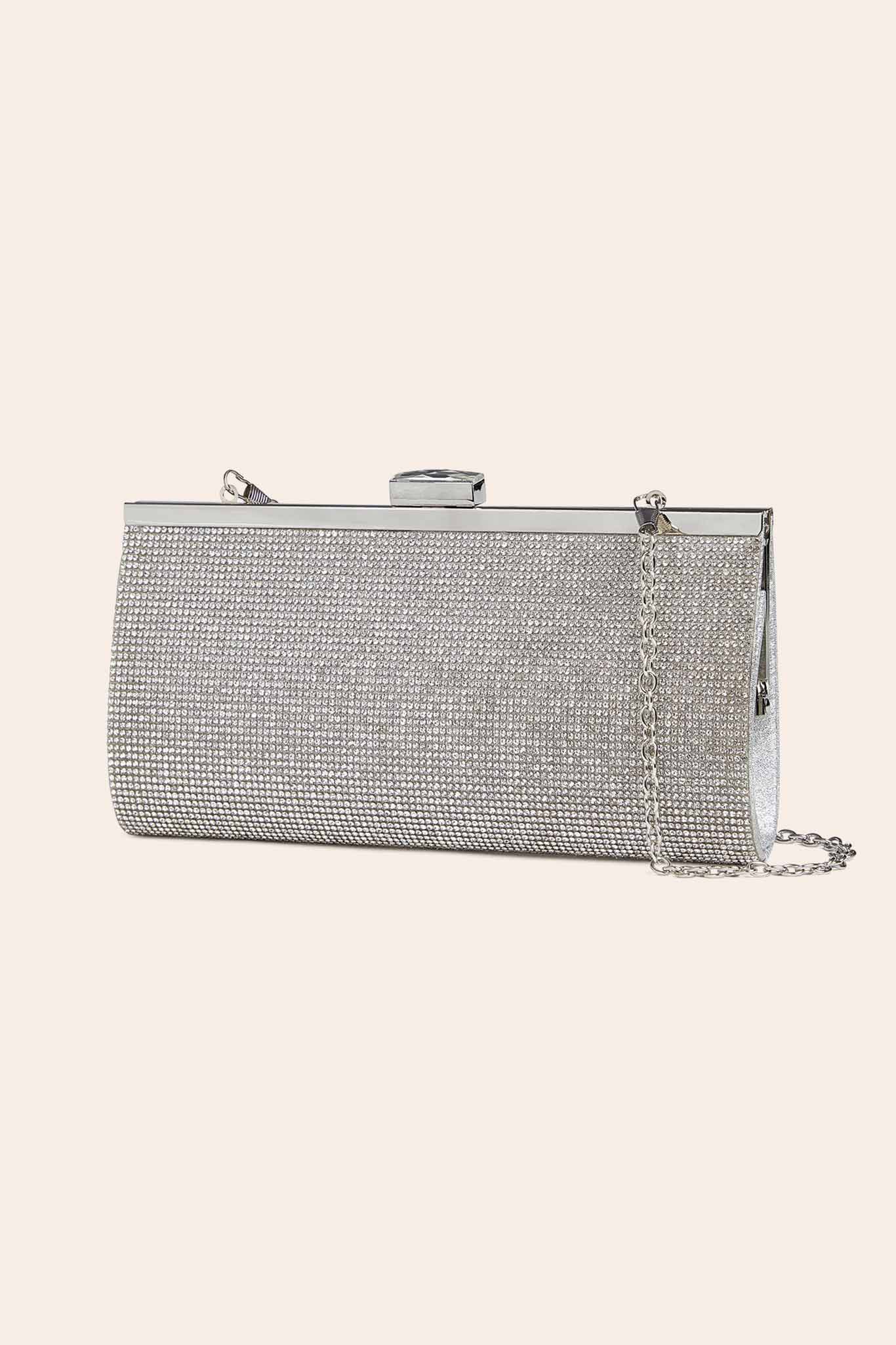 Silver Campbell Beaded Clutch by Birdy Grey