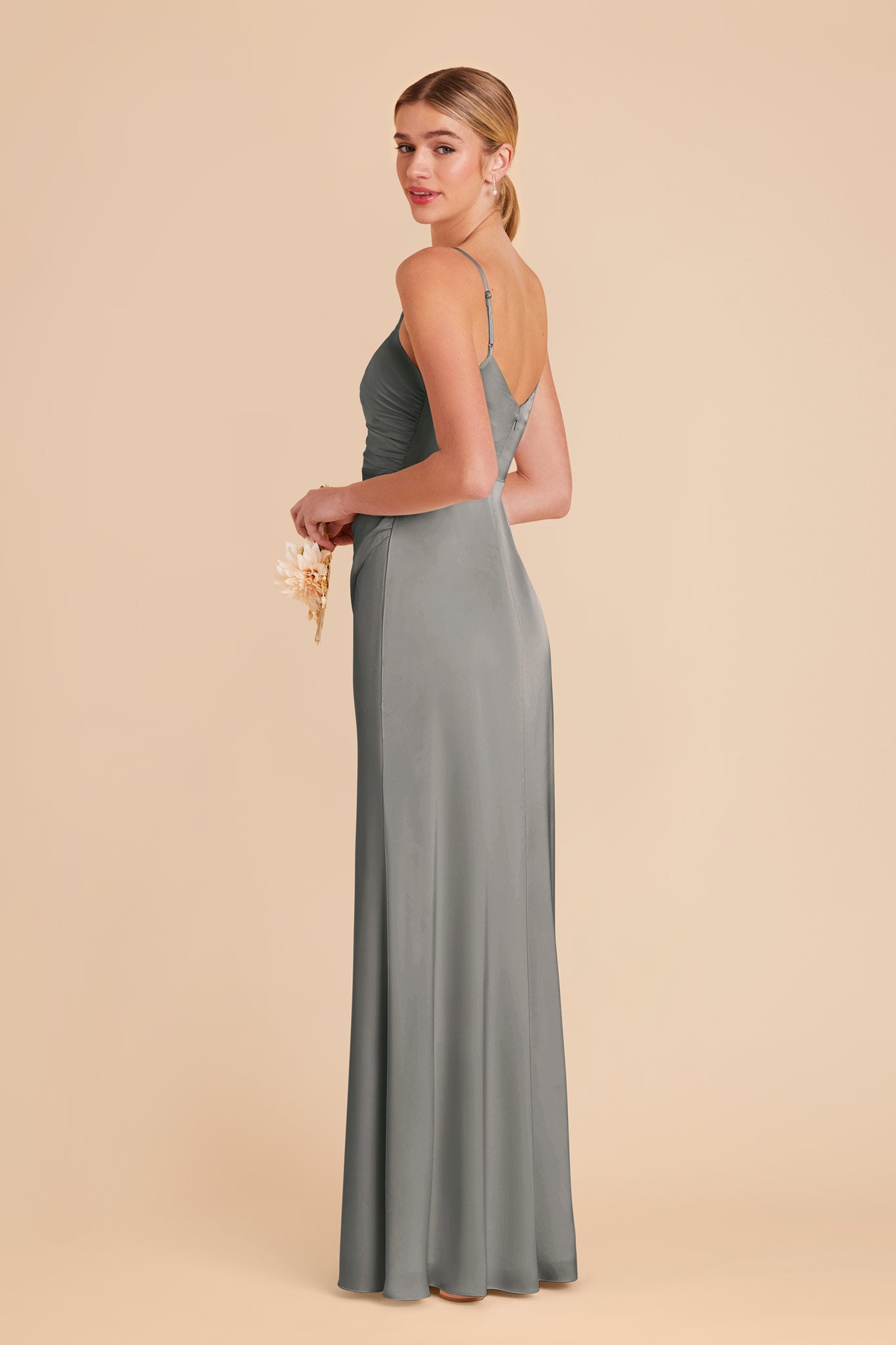 Silver Catherine Matte Satin Dress by Birdy Grey