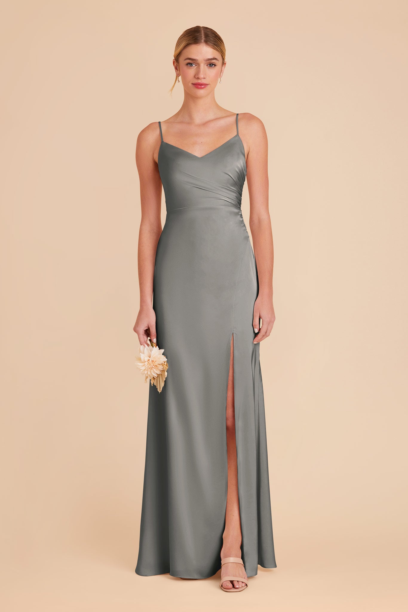 Silver Catherine Matte Satin Dress by Birdy Grey