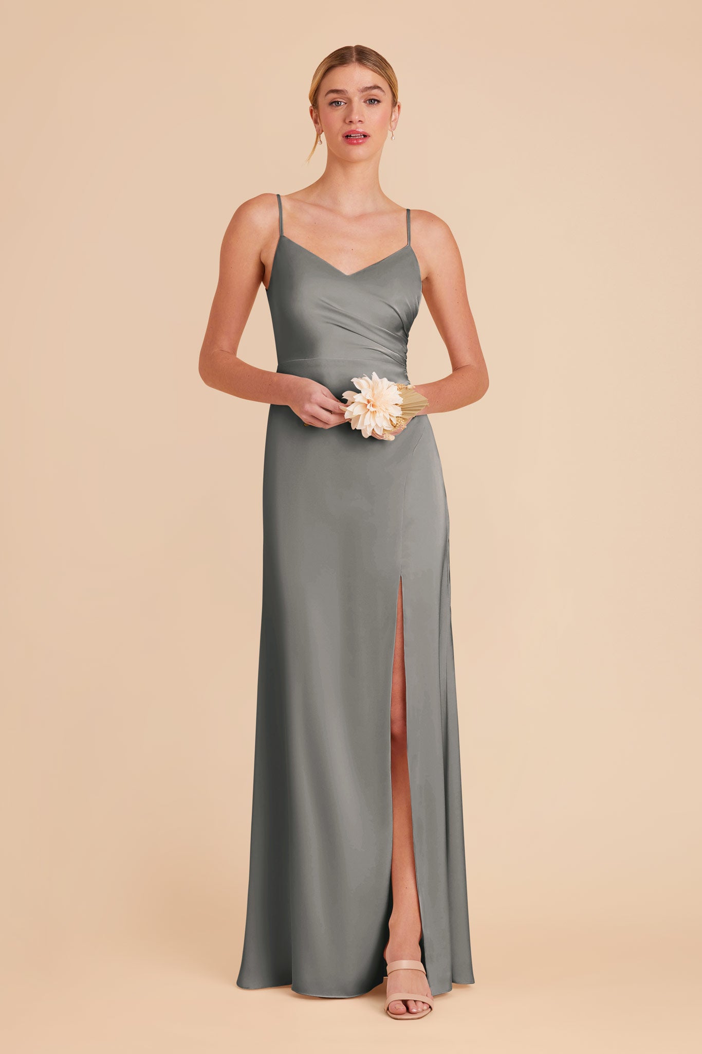 Silver Catherine Matte Satin Dress by Birdy Grey