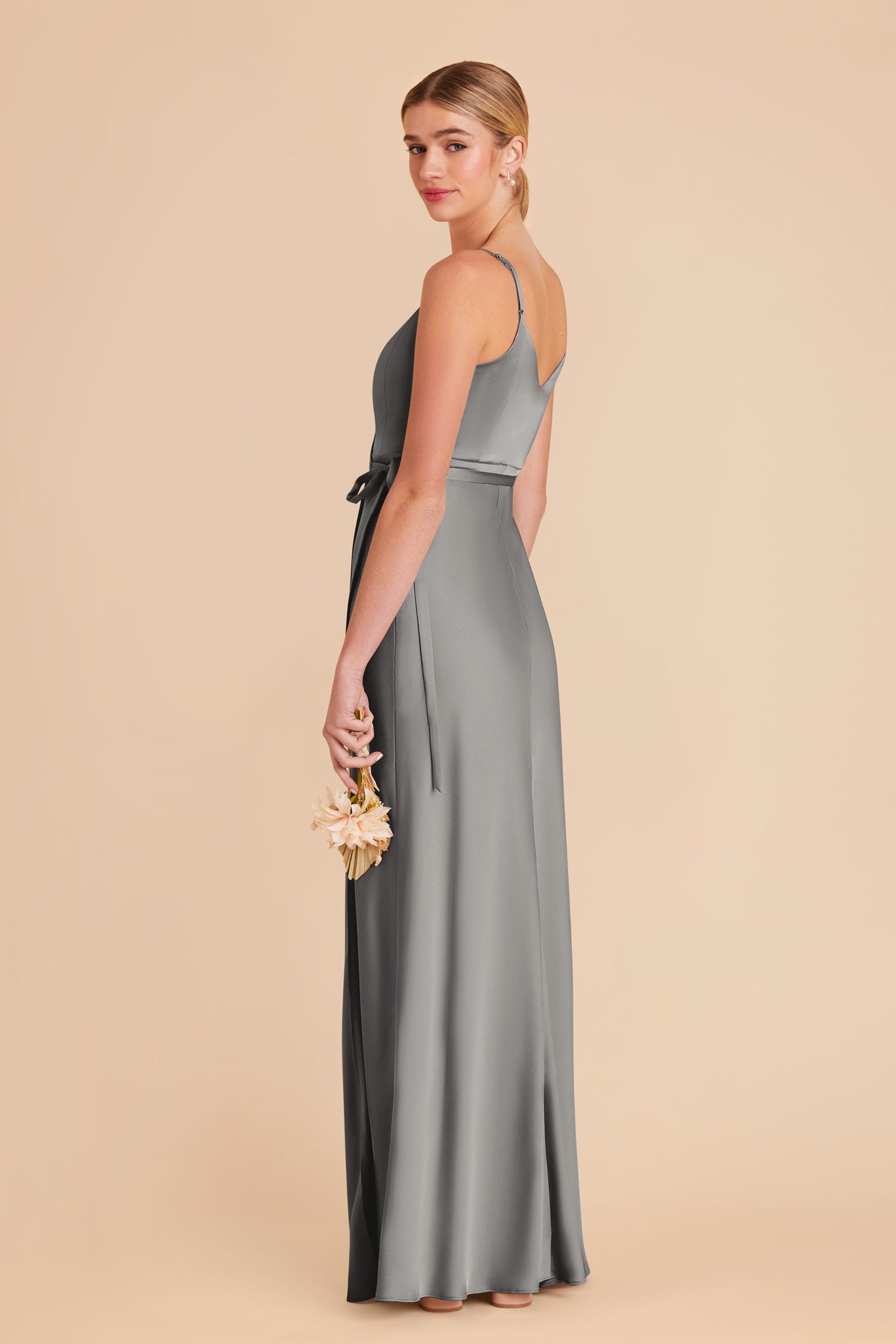 Silver Cindy Matte Satin Dress by Birdy Grey