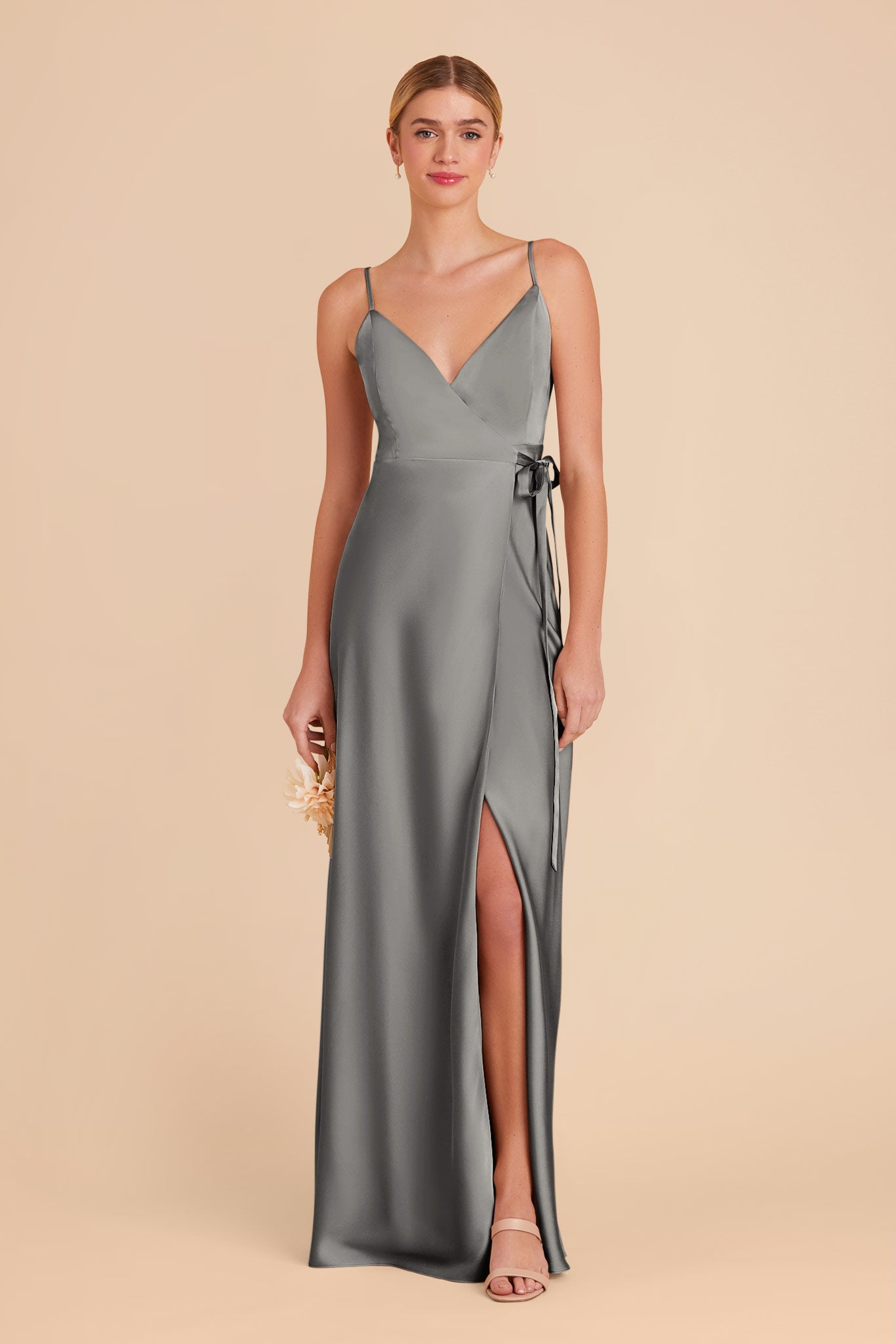 Silver Cindy Matte Satin Dress by Birdy Grey