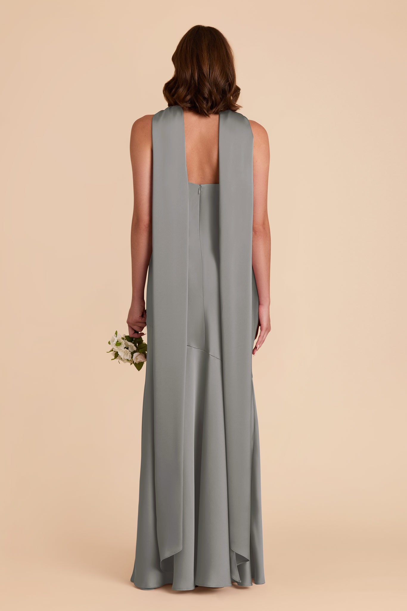 Silver Eileen Matte Satin Dress by Birdy Grey