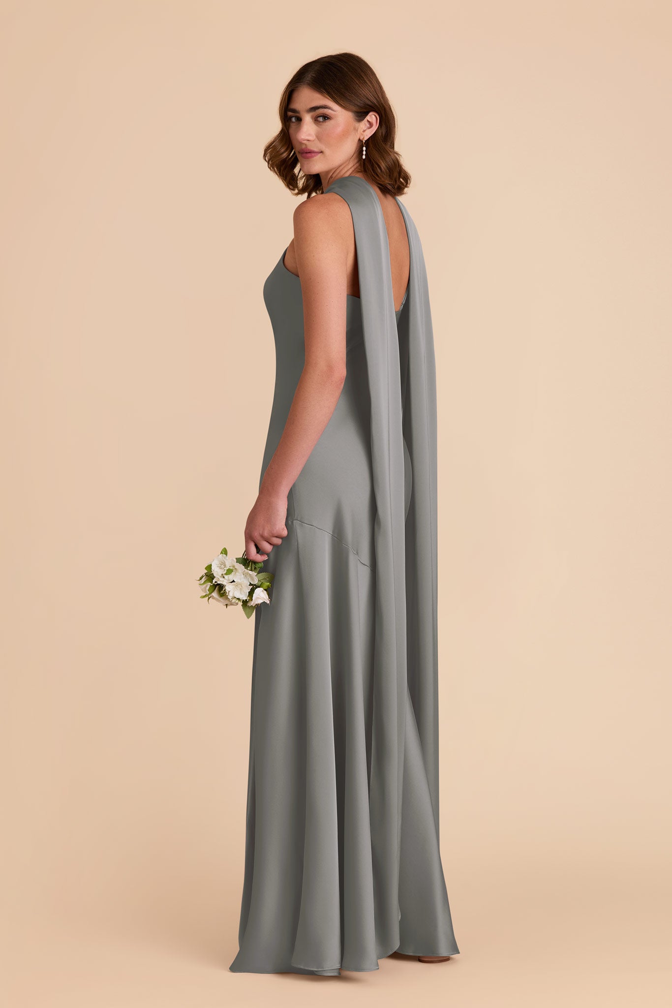 Silver Eileen Matte Satin Dress by Birdy Grey