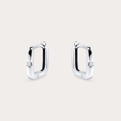 Mia Bijoux Focus Silver Huggie Earrings