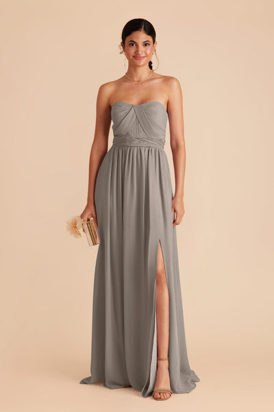 Silver Grace Convertible Chiffon Dress With Slit by Birdy Grey