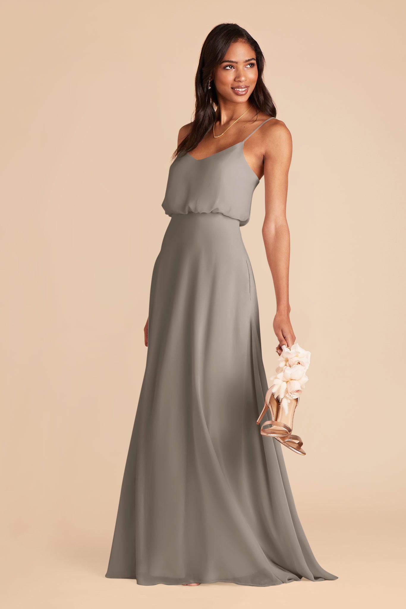 Silver Gwennie Chiffon Dress by Birdy Grey