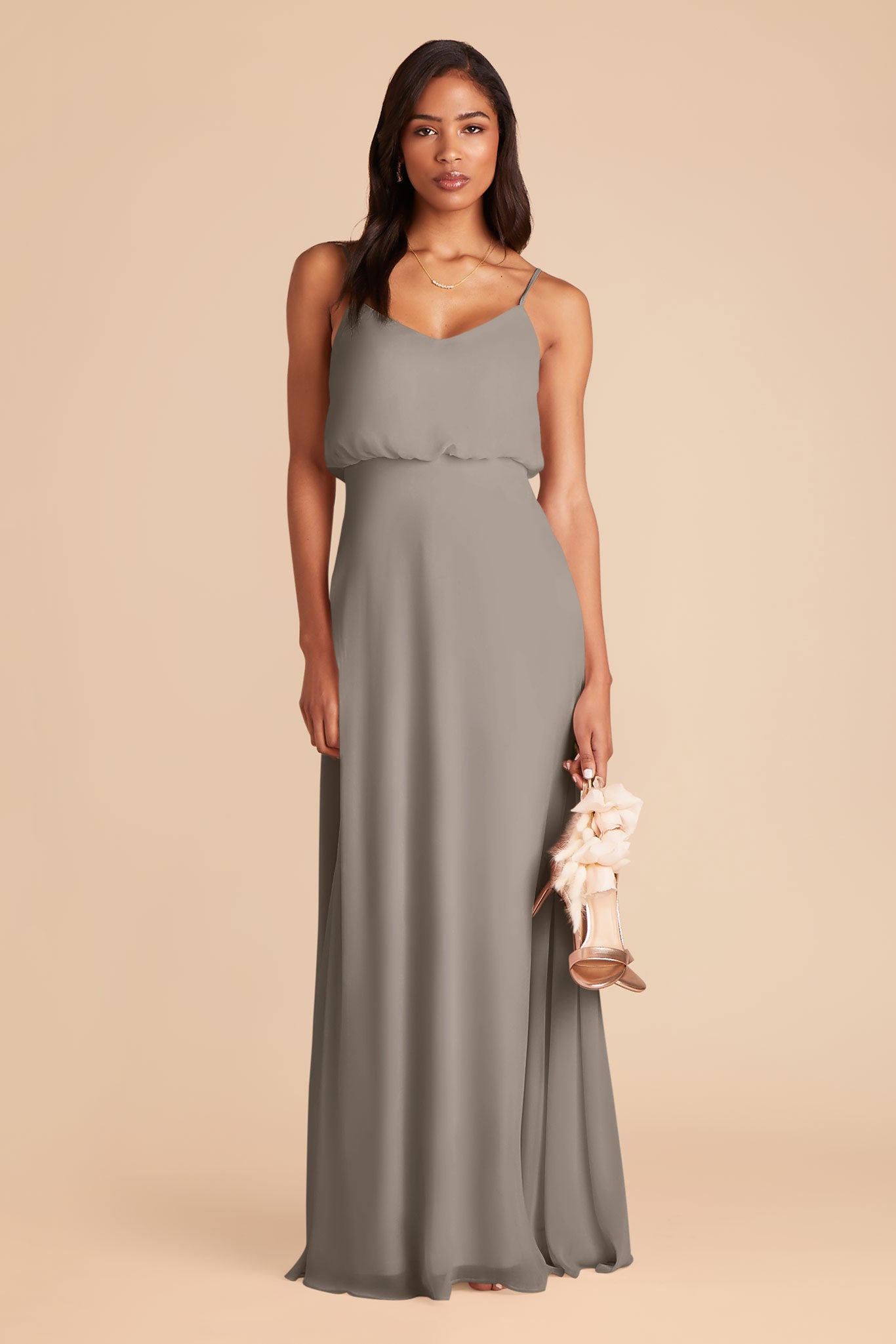 Silver Gwennie Chiffon Dress by Birdy Grey