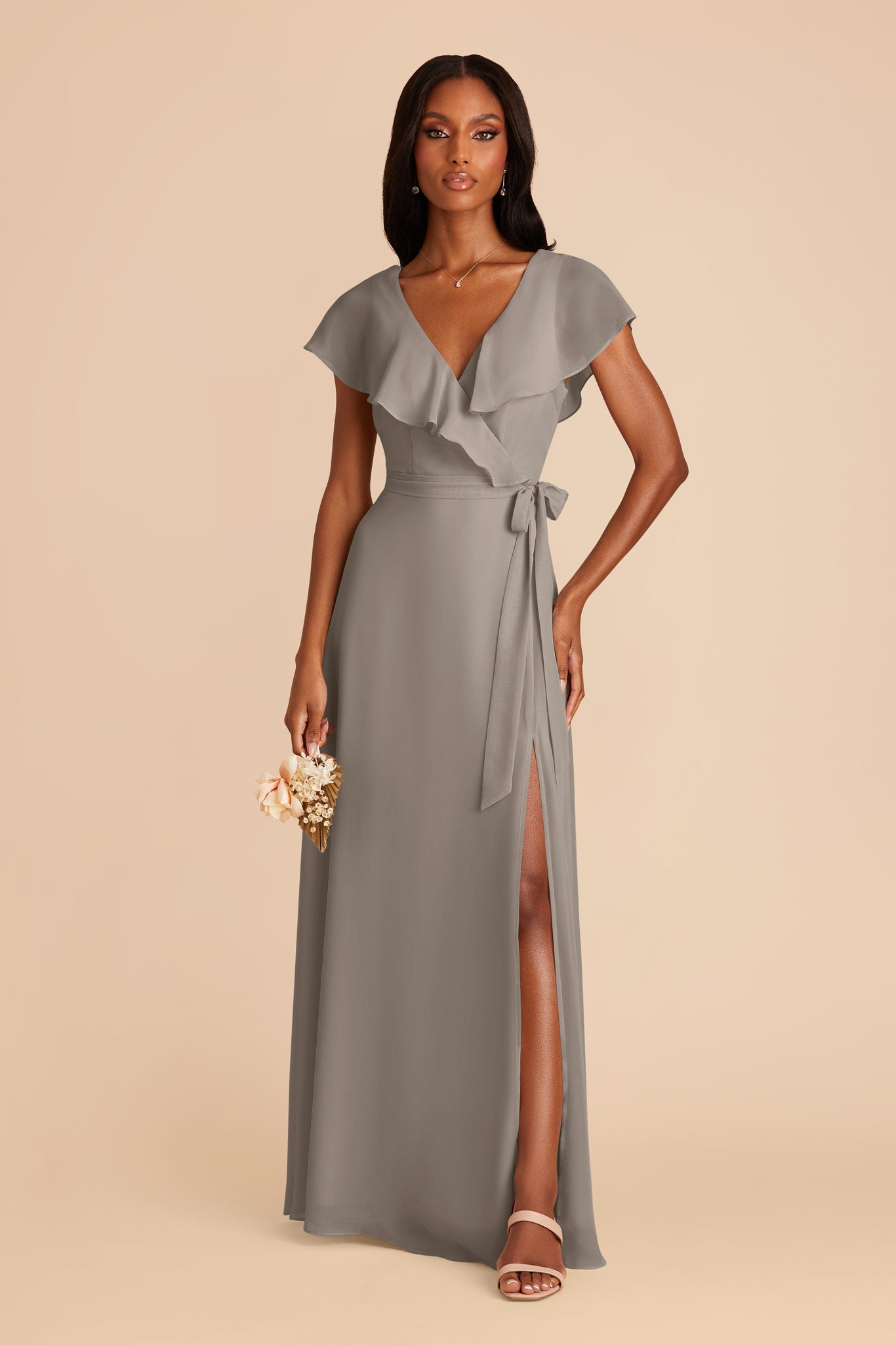 Silver chiffon bridesmaid dresses hotsell